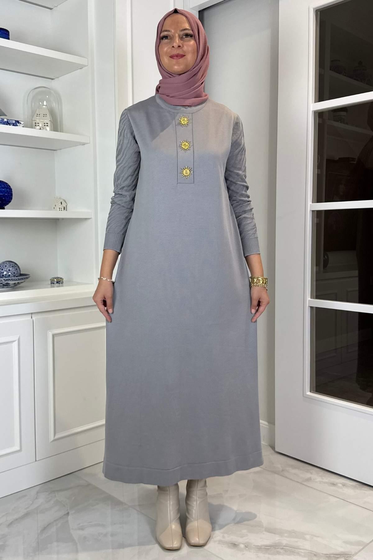 Beyza Fitilli Triko Elbise Bordo | Rabia Şamlı | Tesettür Giyim, Elbise ve Kadın Giyim Modası