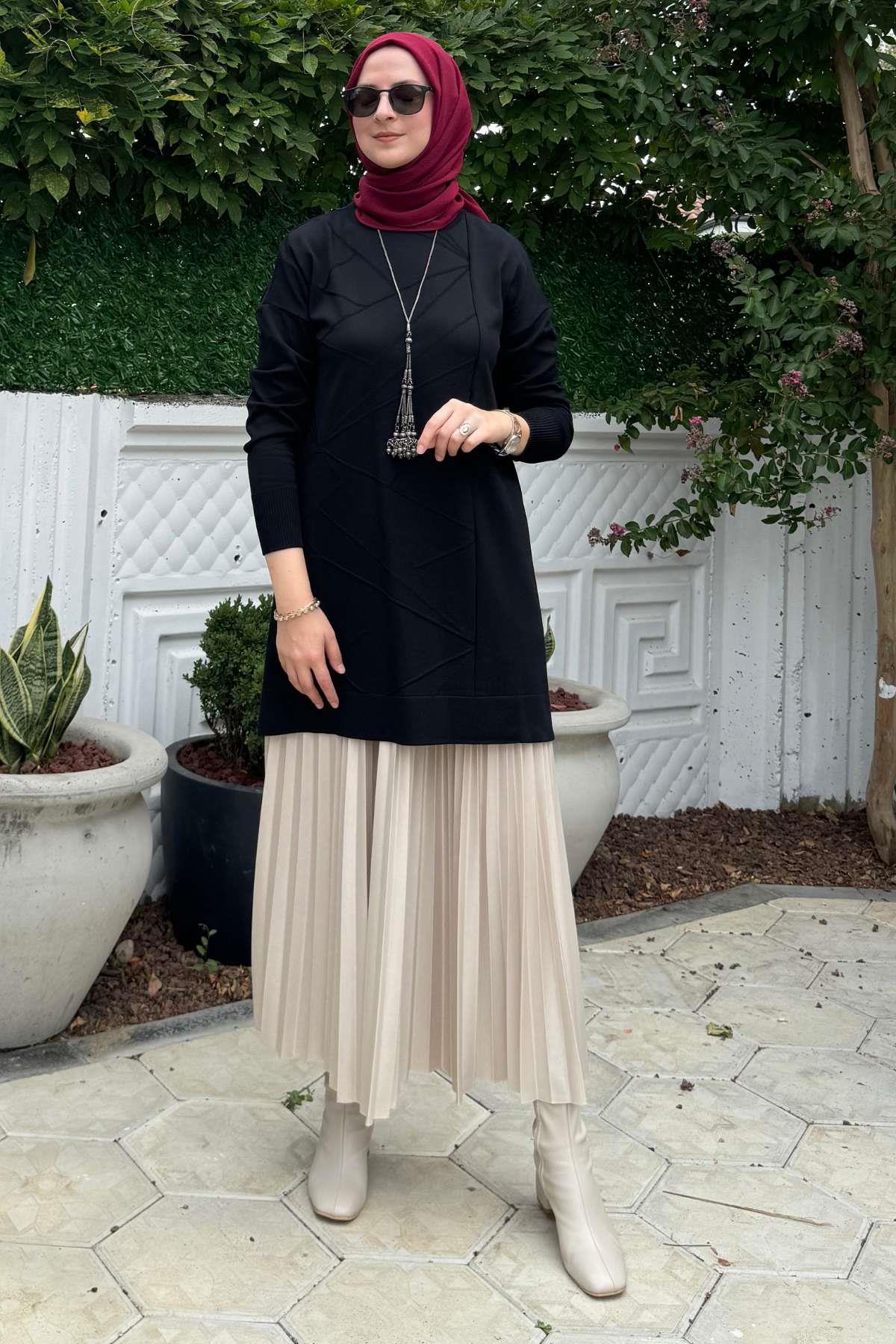 Bilge Siyah Triko Tunik - Rabia Şamlı