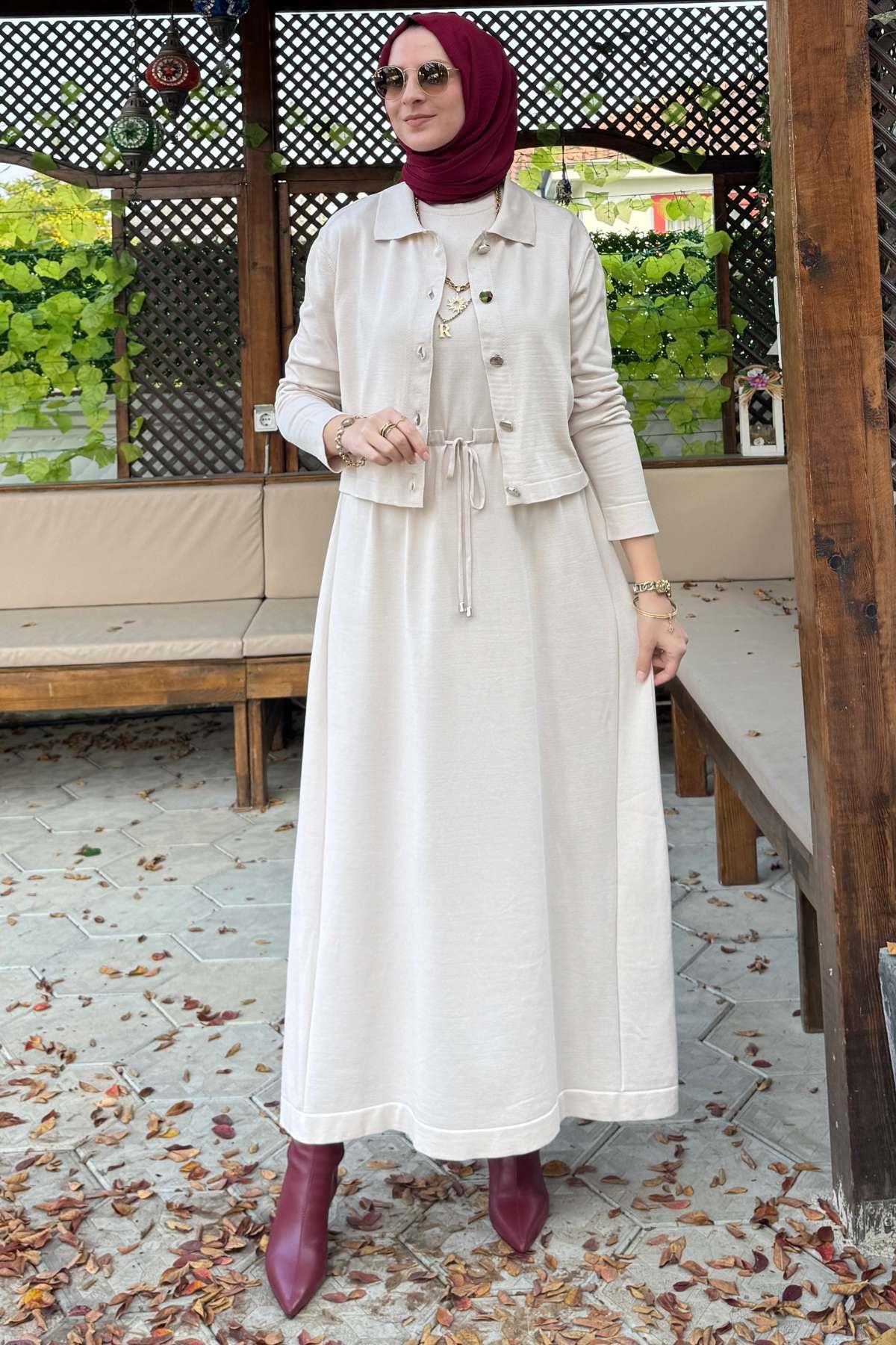 Hazal Triko Elbise Zümrüt | Rabia Şamlı | Tesettür Giyim, Elbise ve Kadın Giyim Modası