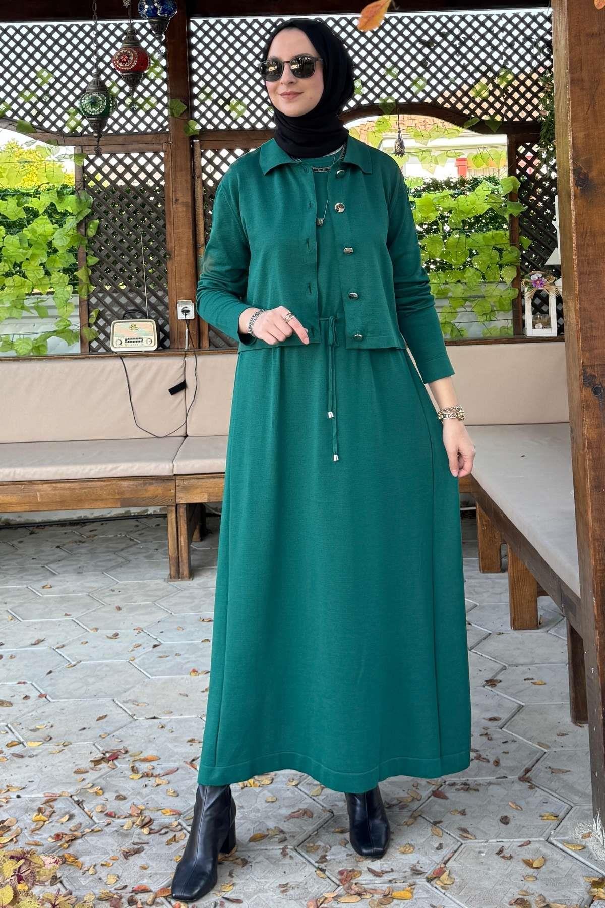 Hazal Triko Elbise Bordo | Rabia Şamlı | Tesettür Giyim, Elbise ve Kadın Giyim Modası