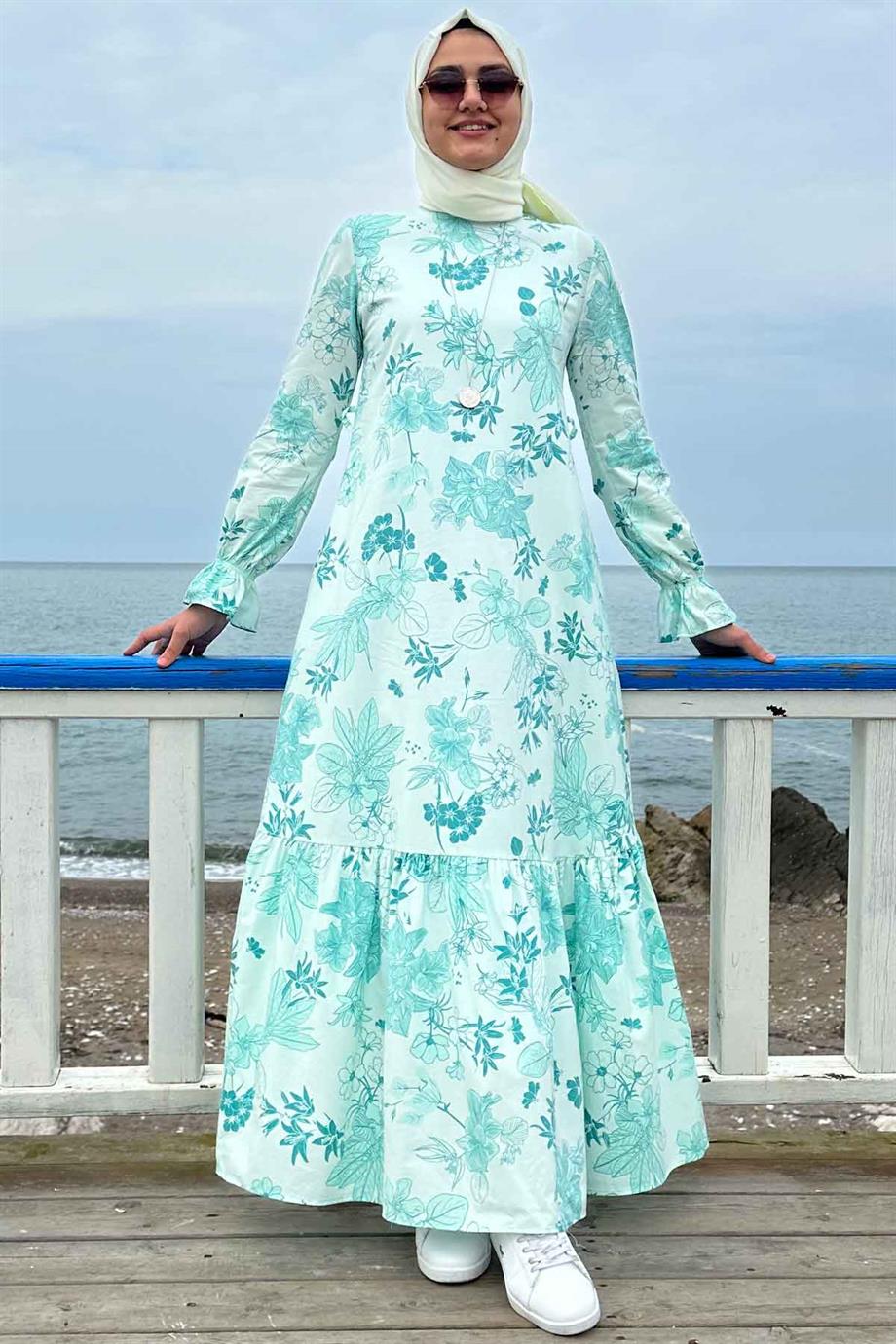 Irmak Organik Pamuklu Elbise Mint - Rabia Şamlı | Tesettür Giyim, Elbise ve  Kadın Giyim Modası