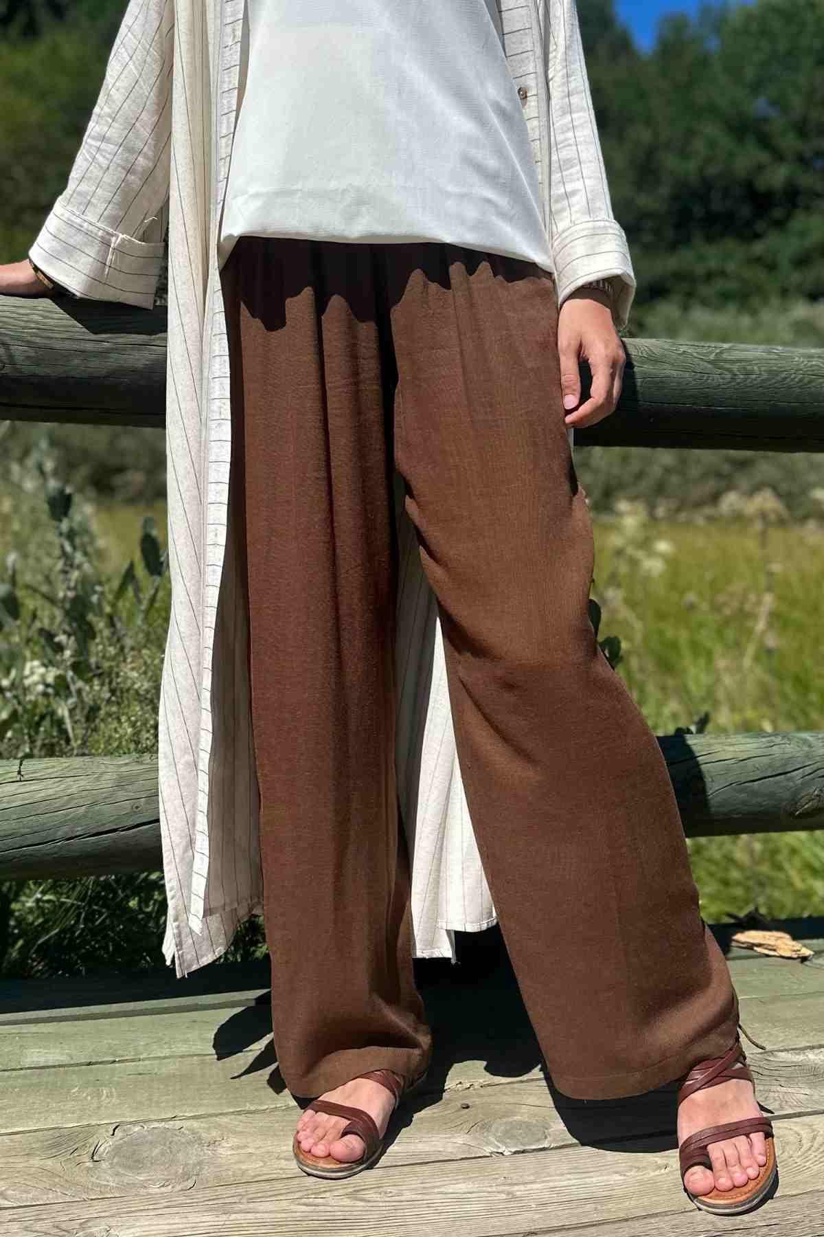 Kahve Keten Pantolon