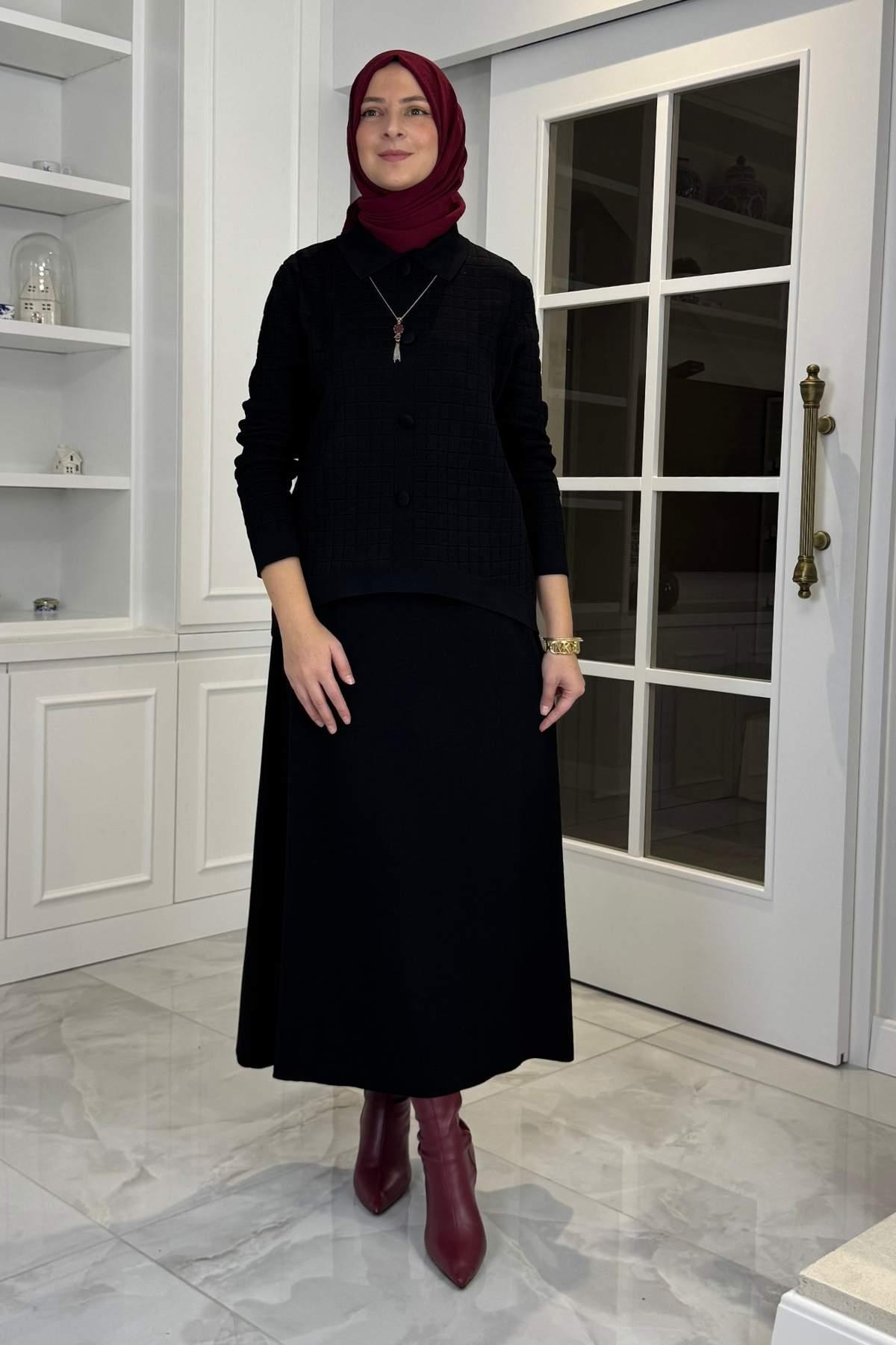 Sare Triko Takım Sütlü Kahve | Rabia Şamlı | Tesettür Giyim, Elbise ve Kadın Giyim Modası