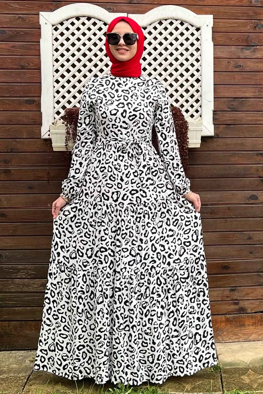 Leopar Beyaz Elbise | ELBİSE