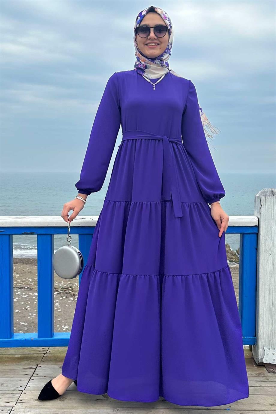 Linda Krep Elbise Mor | Rabia Şamlı | Tesettür Giyim, Elbise ve Kadın Giyim  Modası