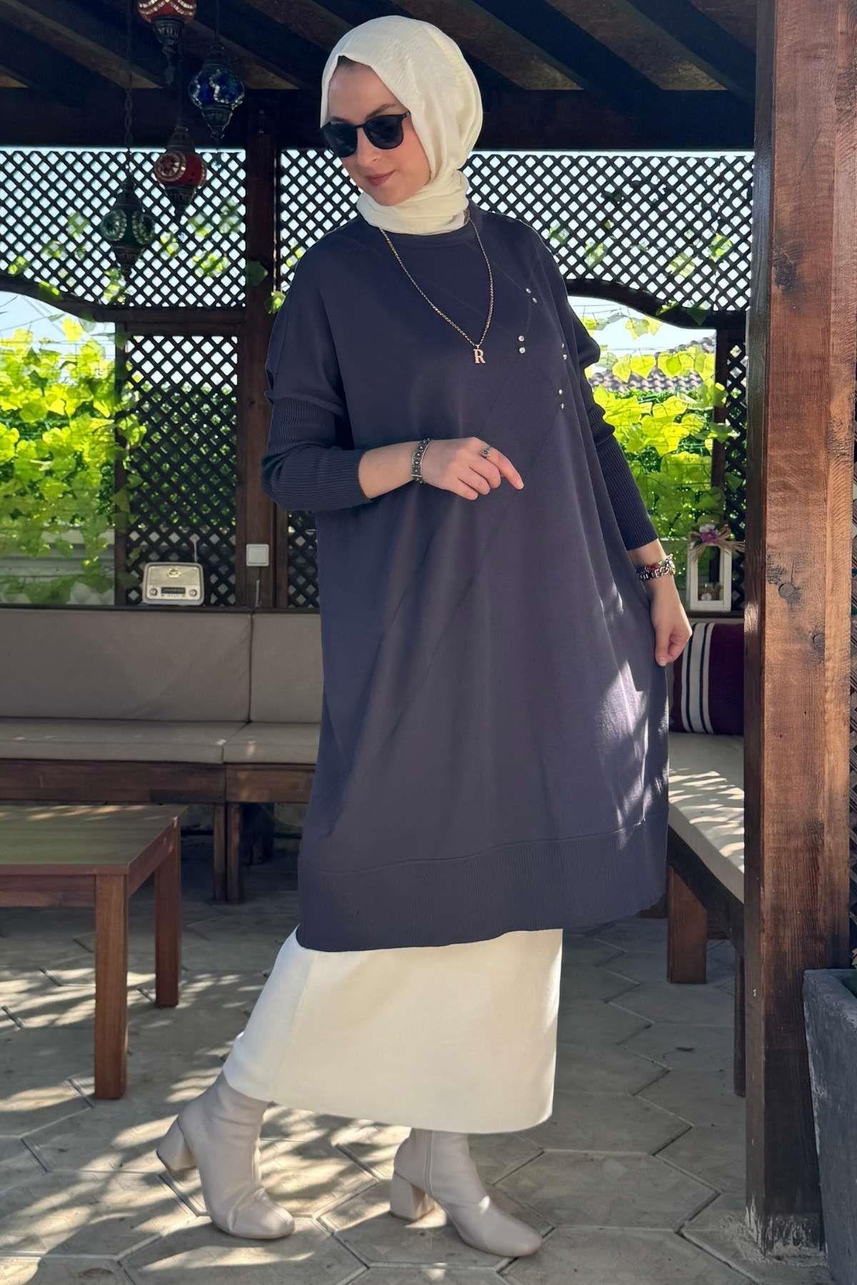 Melda Triko Tunik Antrasit