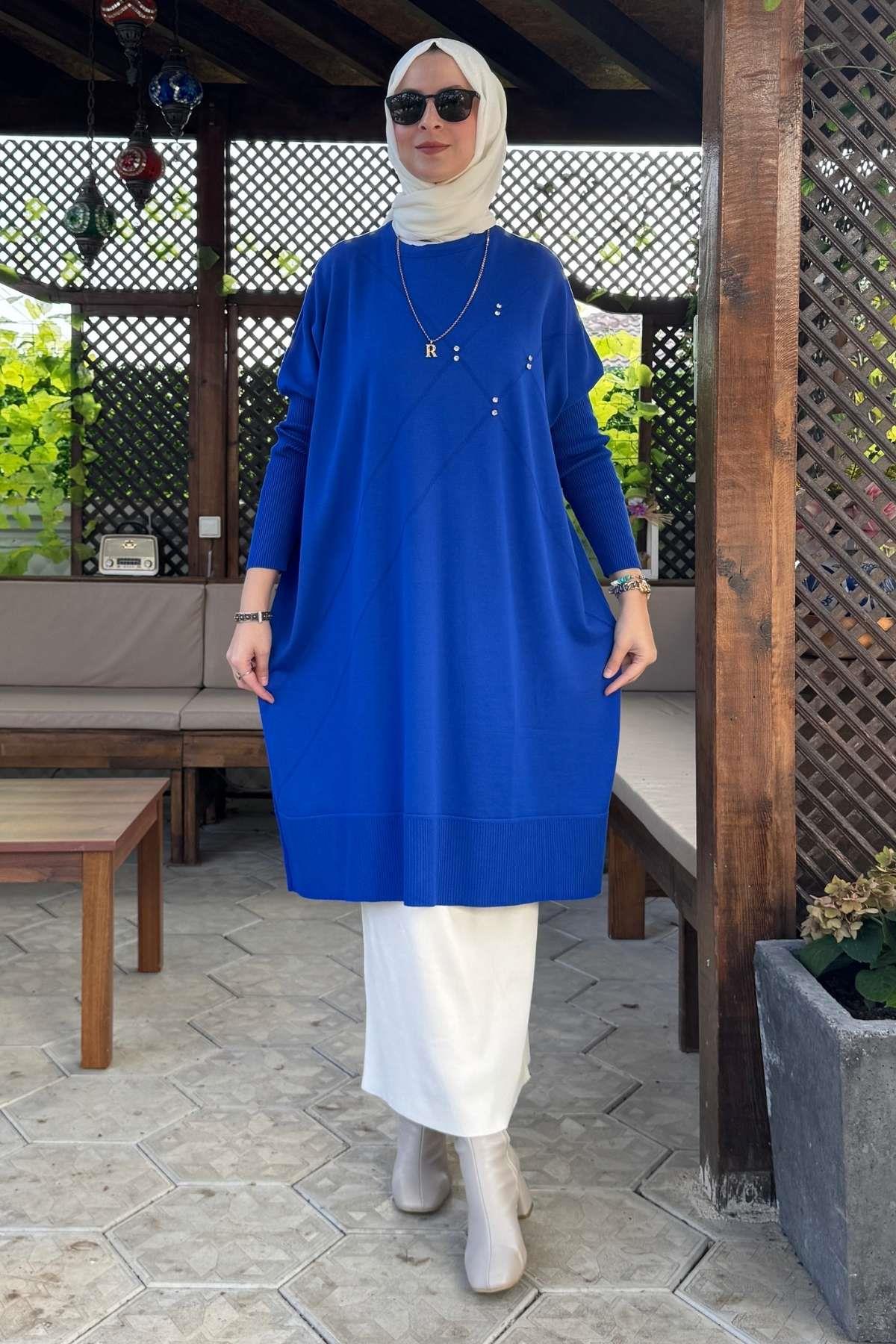 Melda Triko Tunik Saks