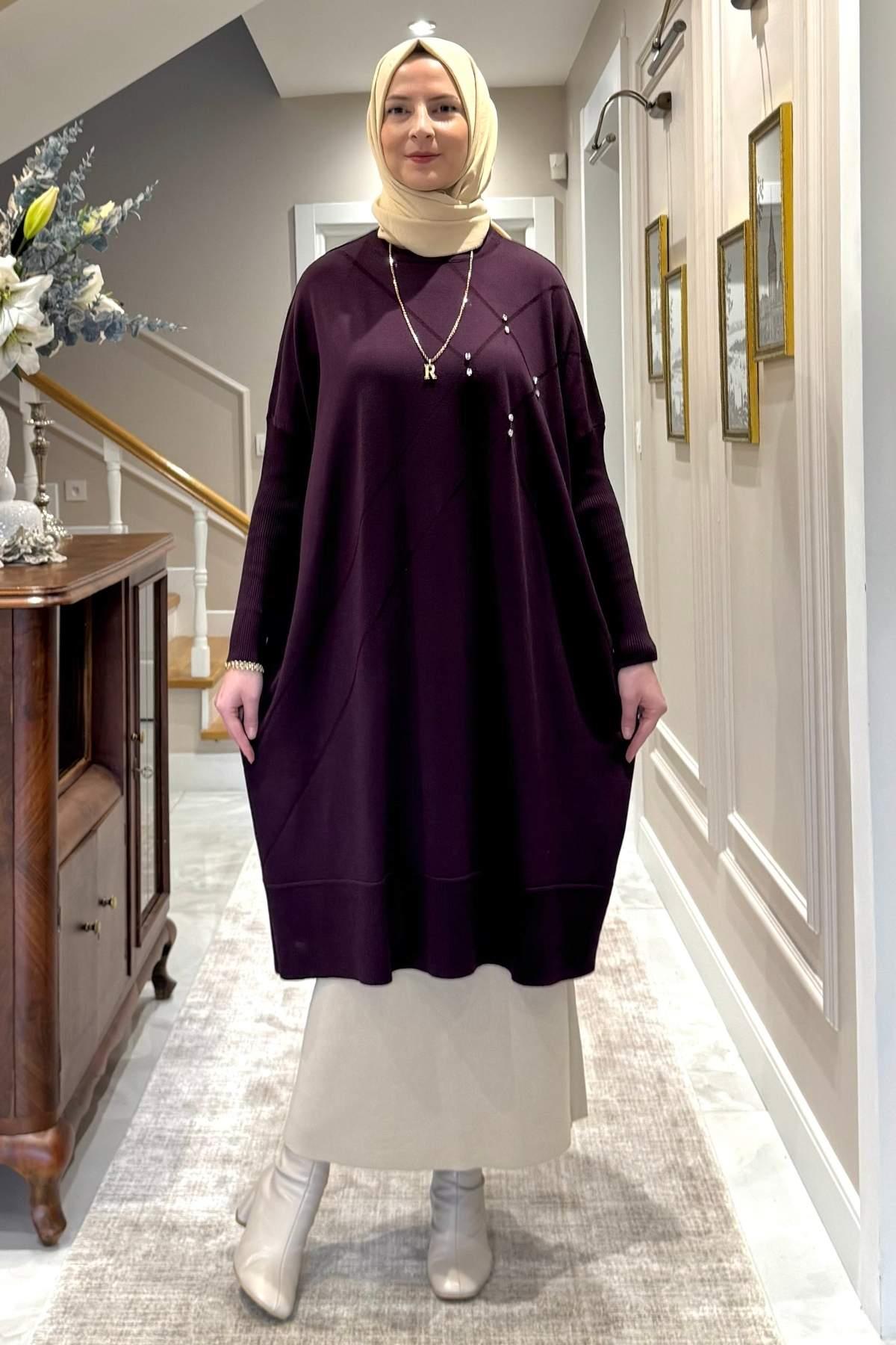 Melda Triko Tunik Mürdüm