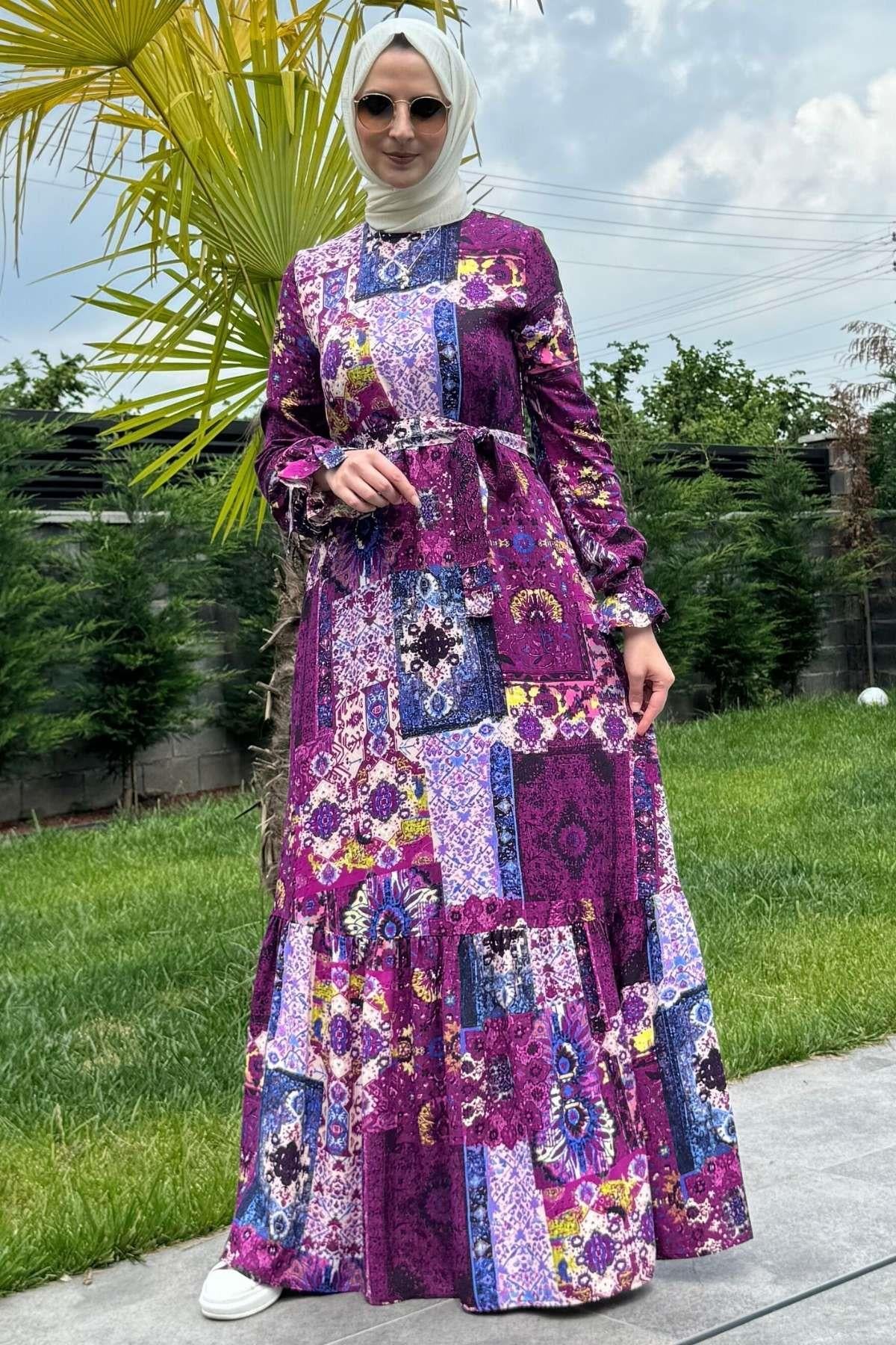 Nehir Elbise Leylak | Rabia Şamlı | Tesettür Giyim, Elbise ve