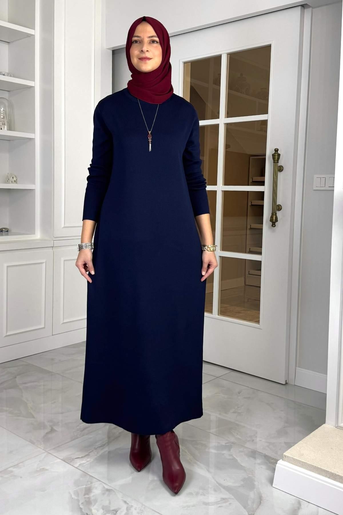 Laçin Triko Elbise Antrasit | Rabia Şamlı | Tesettür Giyim, Elbise ve Kadın Giyim Modası