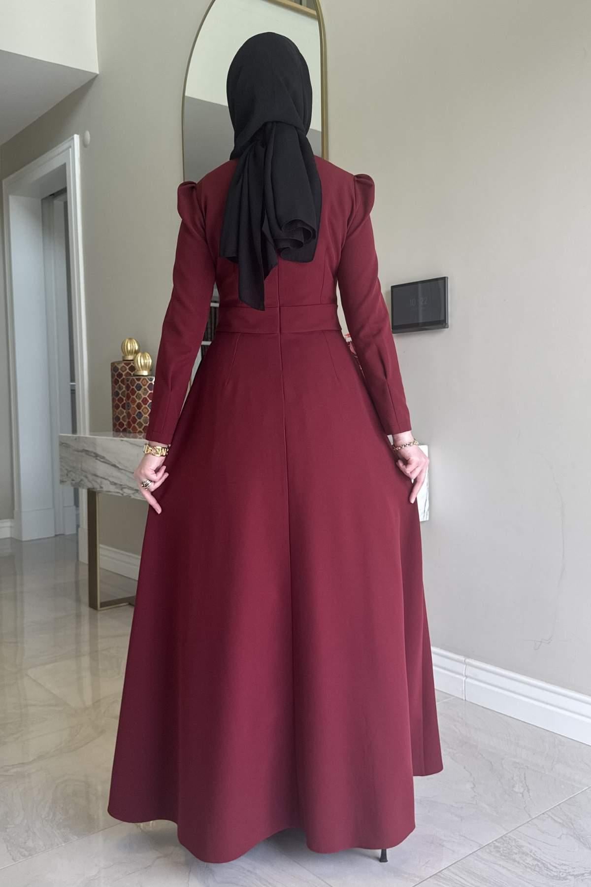 Rose Elbise Bordo | Rabia Şamlı | Tesettür Giyim, Elbise ve ...