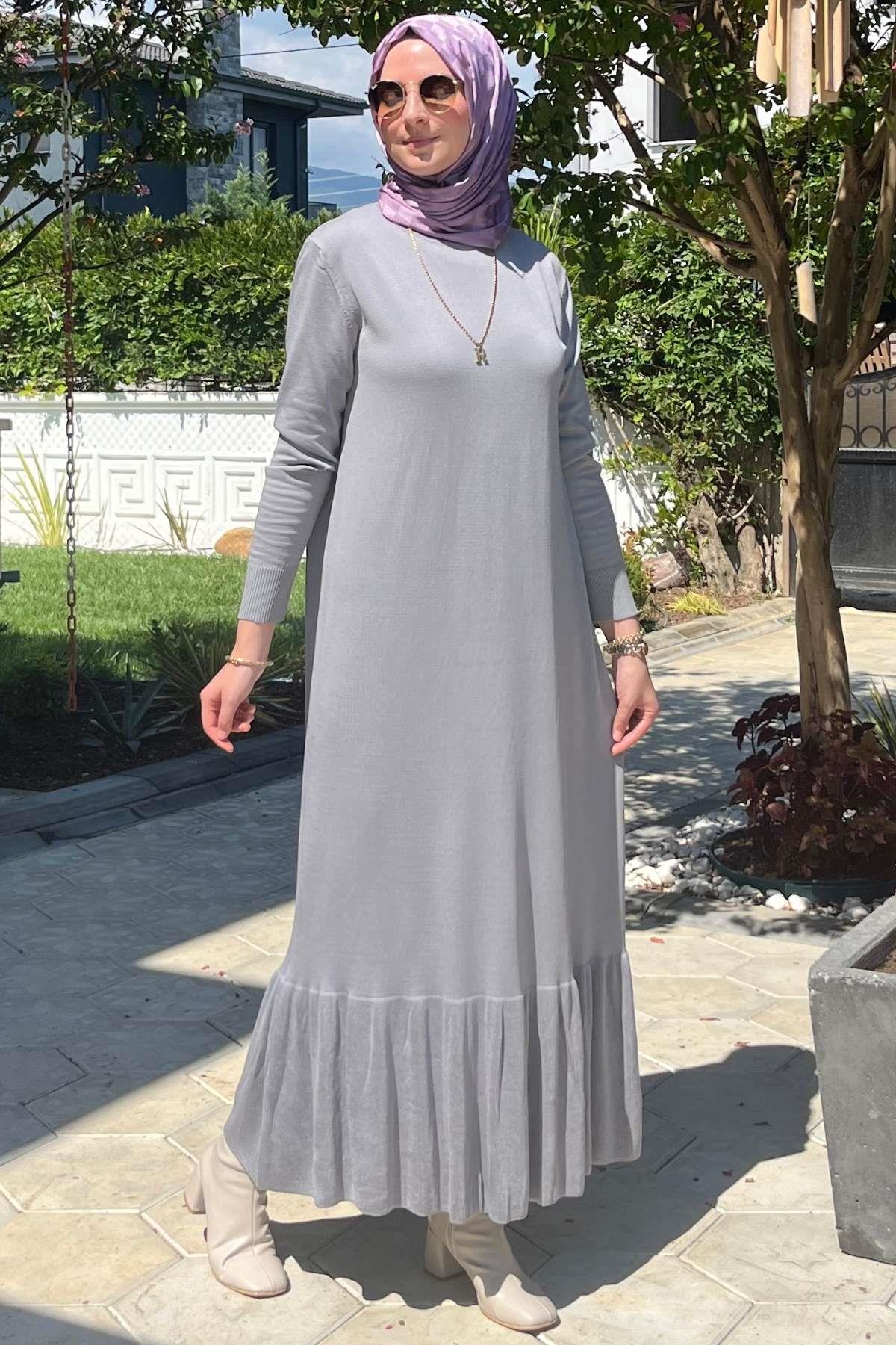 Rüya Sütlü Kahve Triko Elbise | Rabia Şamlı | Tesettür Giyim, Elbise ve Kadın Giyim Modası