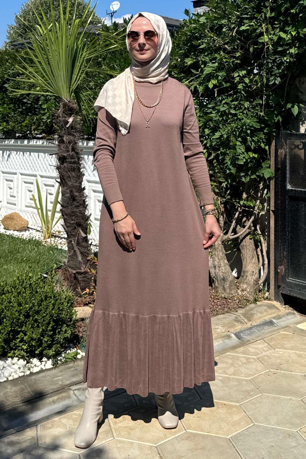 Samanyolu Bordo Triko Elbise | Rabia Şamlı | Tesettür Giyim, Elbise ve Kadın Giyim Modası