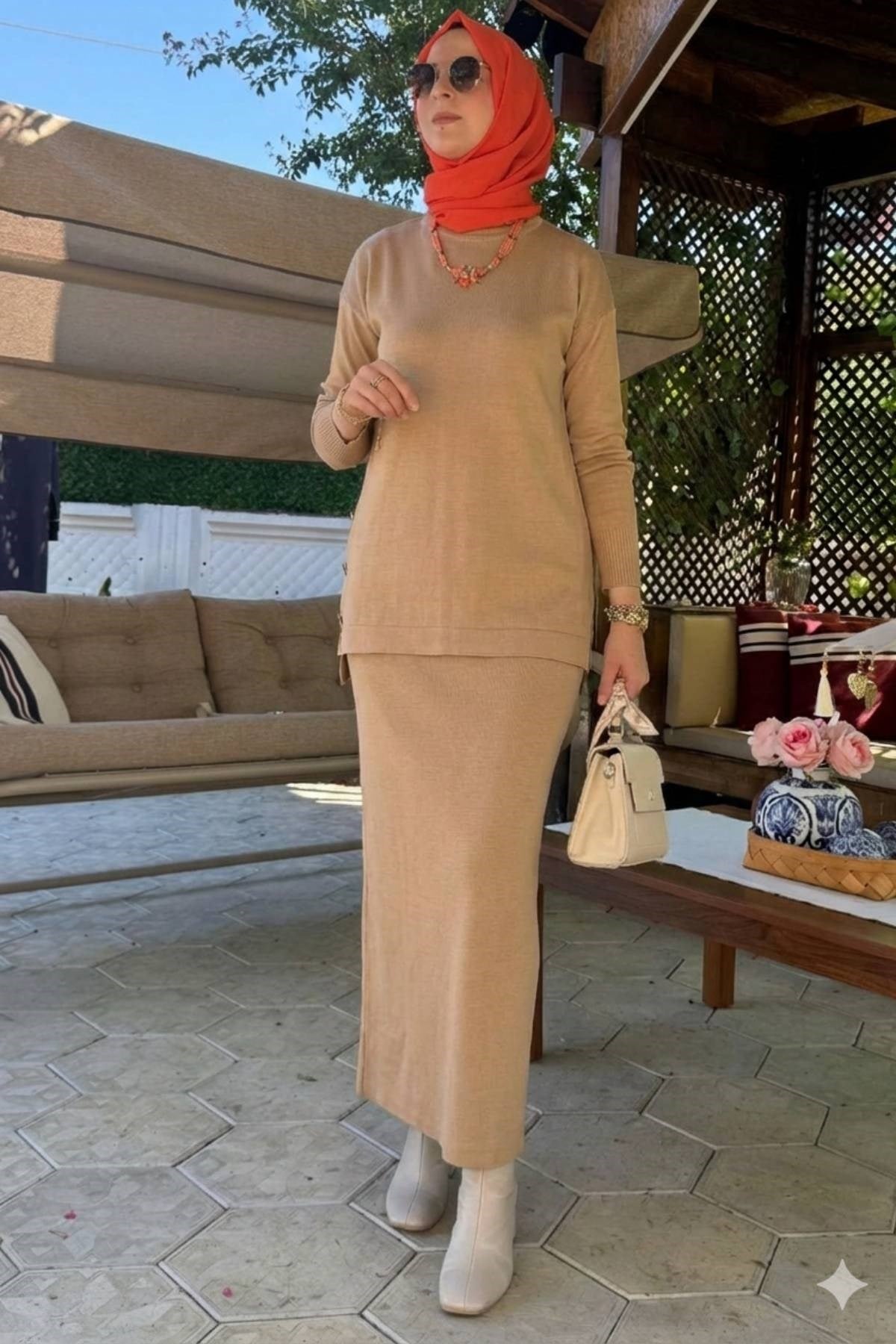 Sezen Triko Takım Kahve | Rabia Şamlı | Tesettür Giyim, Elbise ve Kadın Giyim Modası