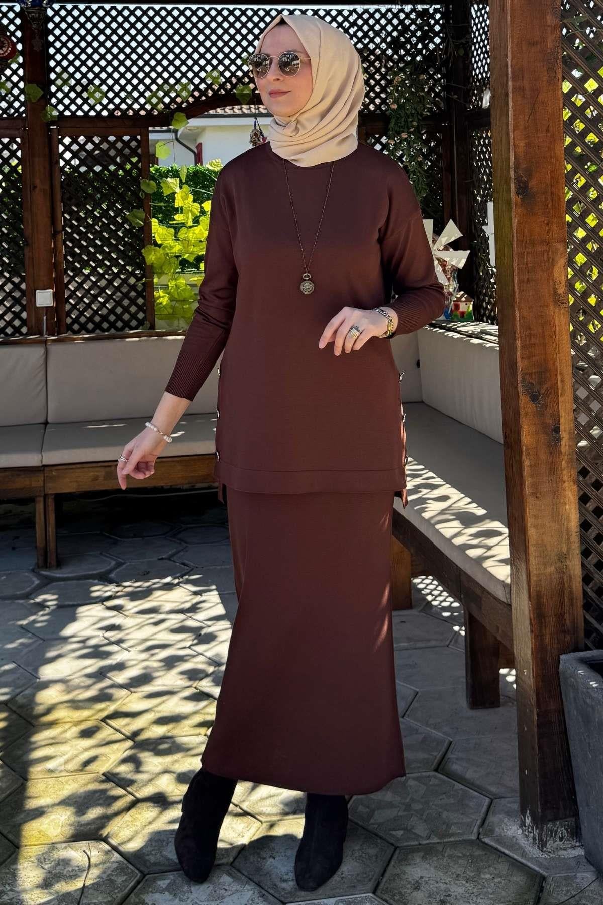 Sezen Triko Takım Bordo | Rabia Şamlı | Tesettür Giyim, Elbise ve Kadın Giyim Modası