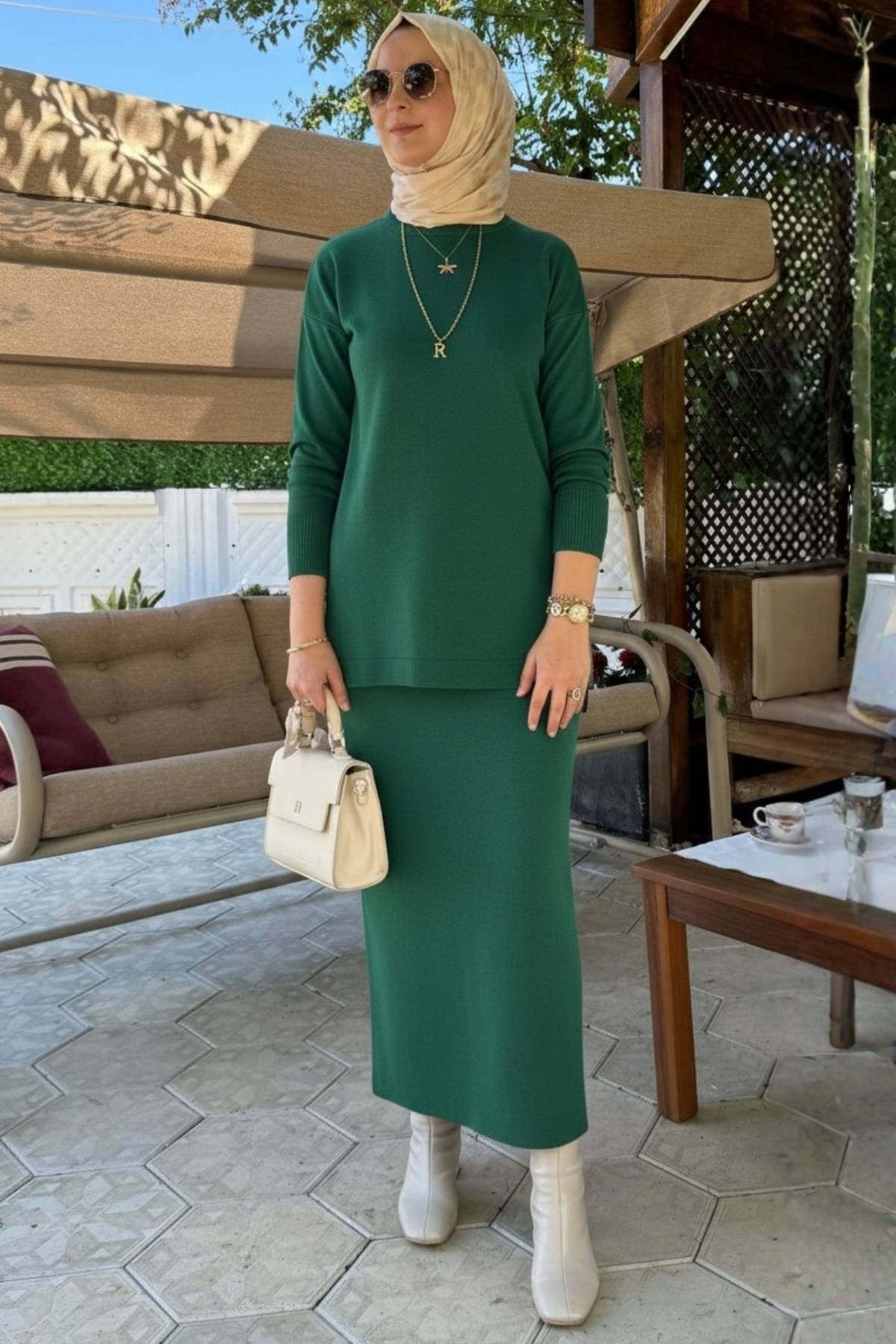 Sezen Triko Takım Kahve | Rabia Şamlı | Tesettür Giyim, Elbise ve Kadın Giyim Modası