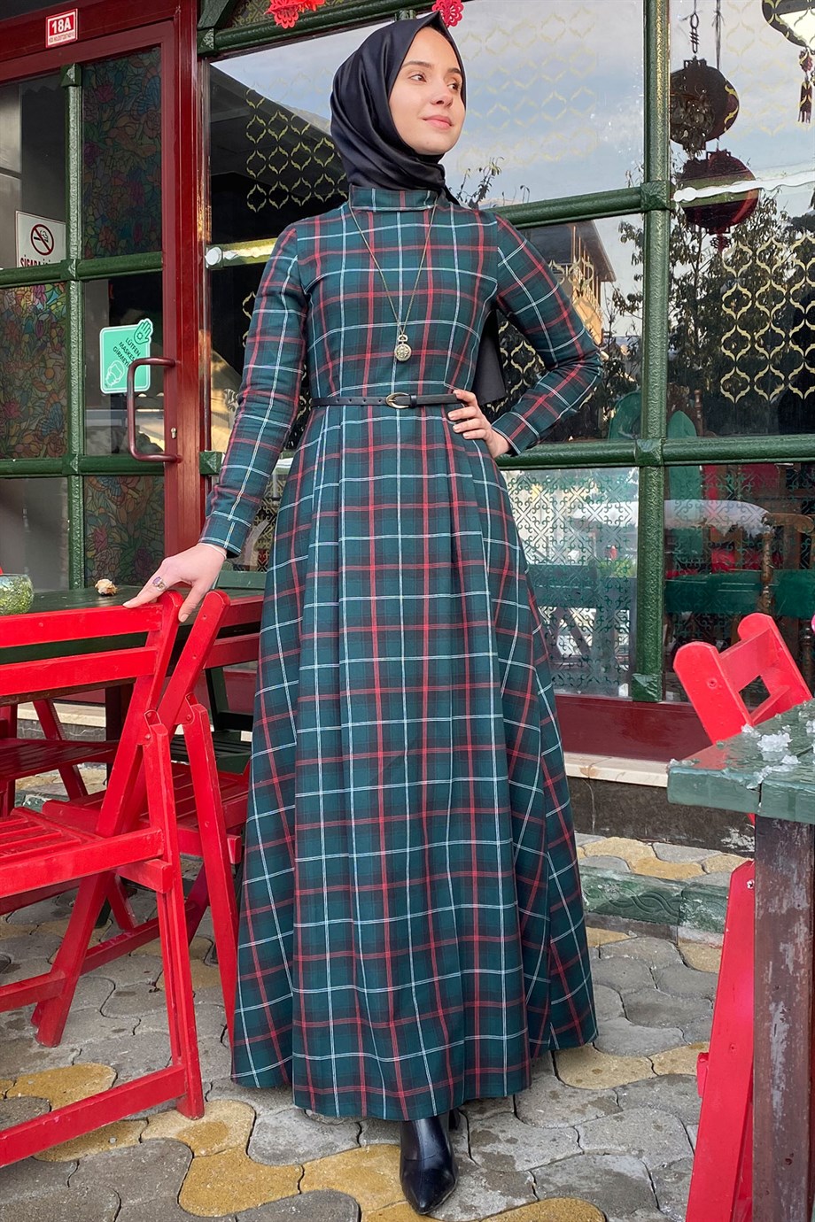 Vintage Ekose Elbise | Rabia Şamlı | Tesettür Elbise ve Kadın Giyim Modası