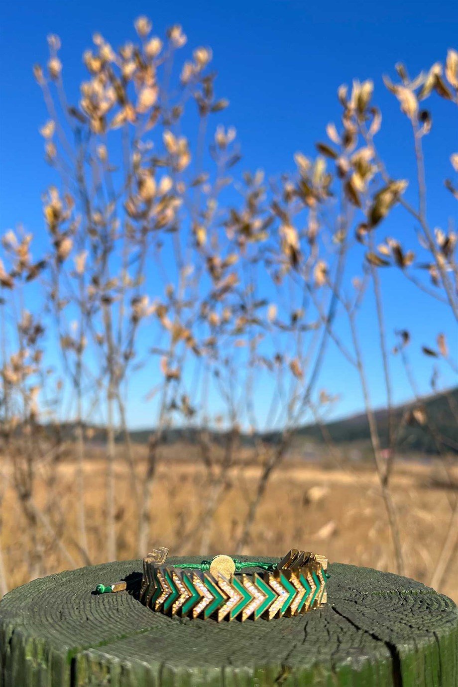 Yeşil Mineli Taşlı Bileklik | AKSESUAR