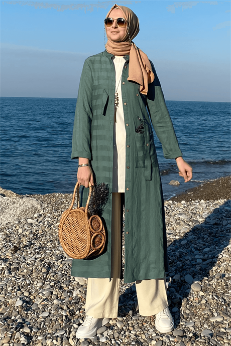 トップス Turtleneck Sage Cat & Mouse 3y goksel-cizgili-keten-kap-yesil
