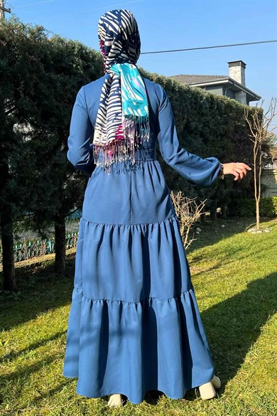 İndigo Gabardin Elbise | ELBİSE