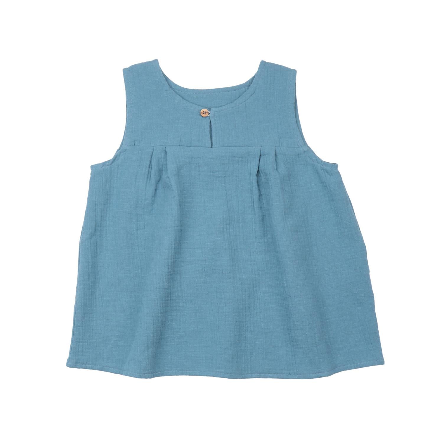 WalkiddyBluzMavi Organik Müslin Bebek Bluz