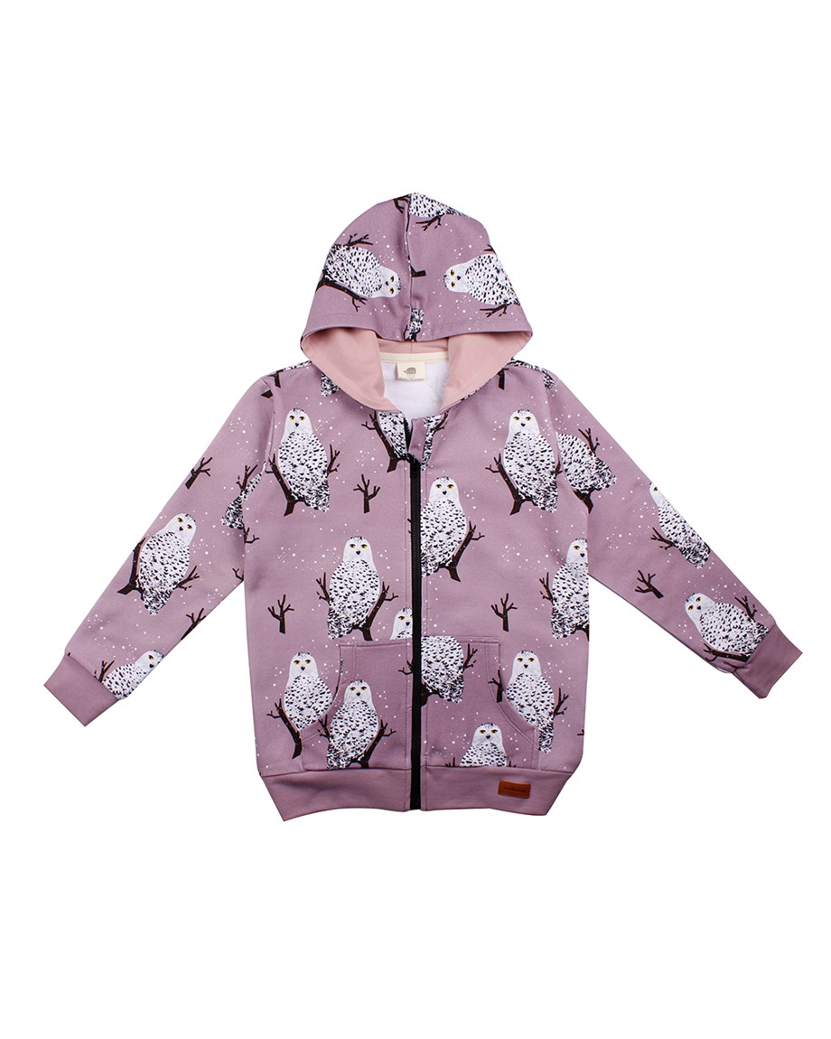 WalkiddyCeketBaykuş Desenli Dijital Baskılı Organik Bebek Sweat Ceket