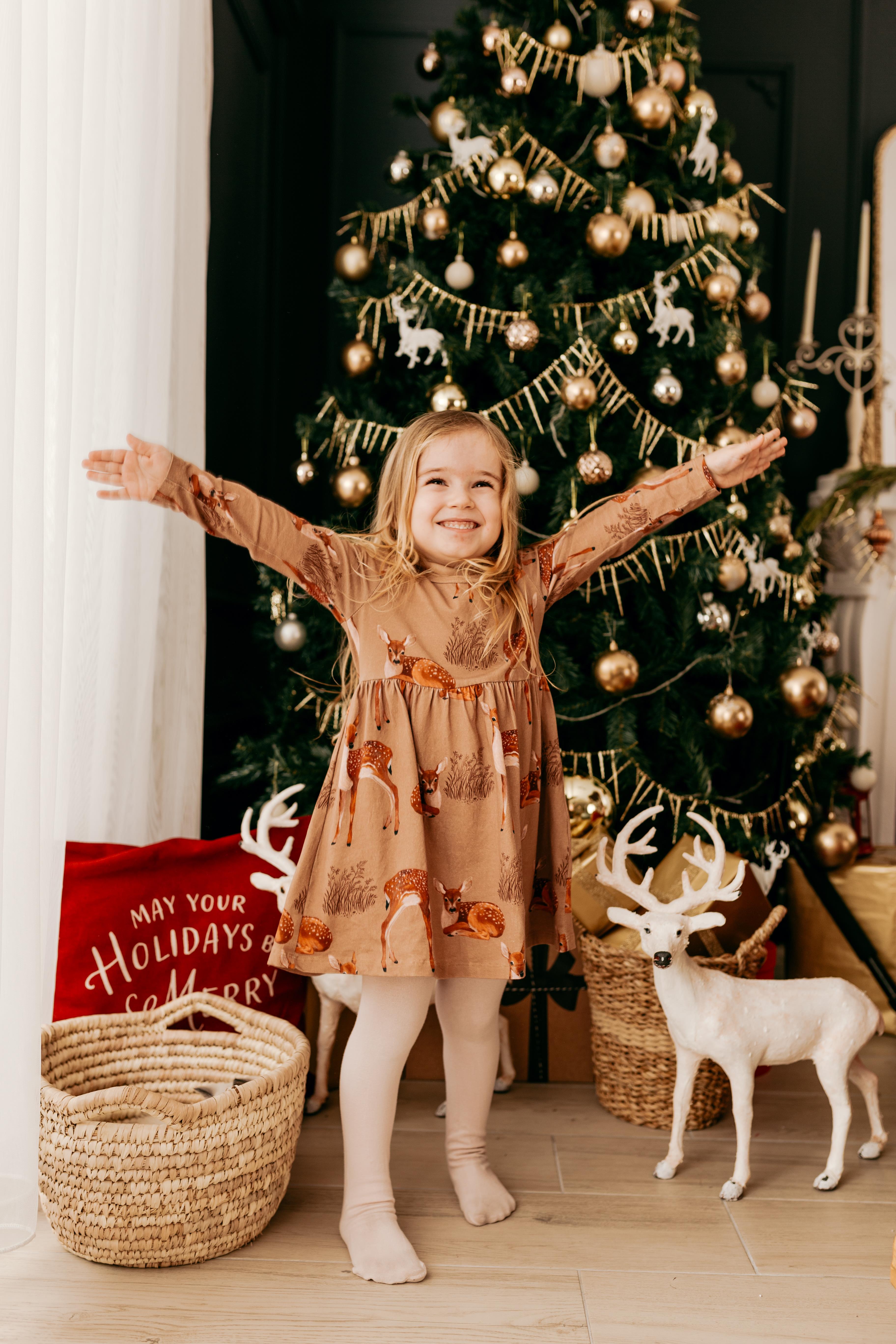 WalkiddyElbiseCeylan Desenli Organik Çocuk Elbise