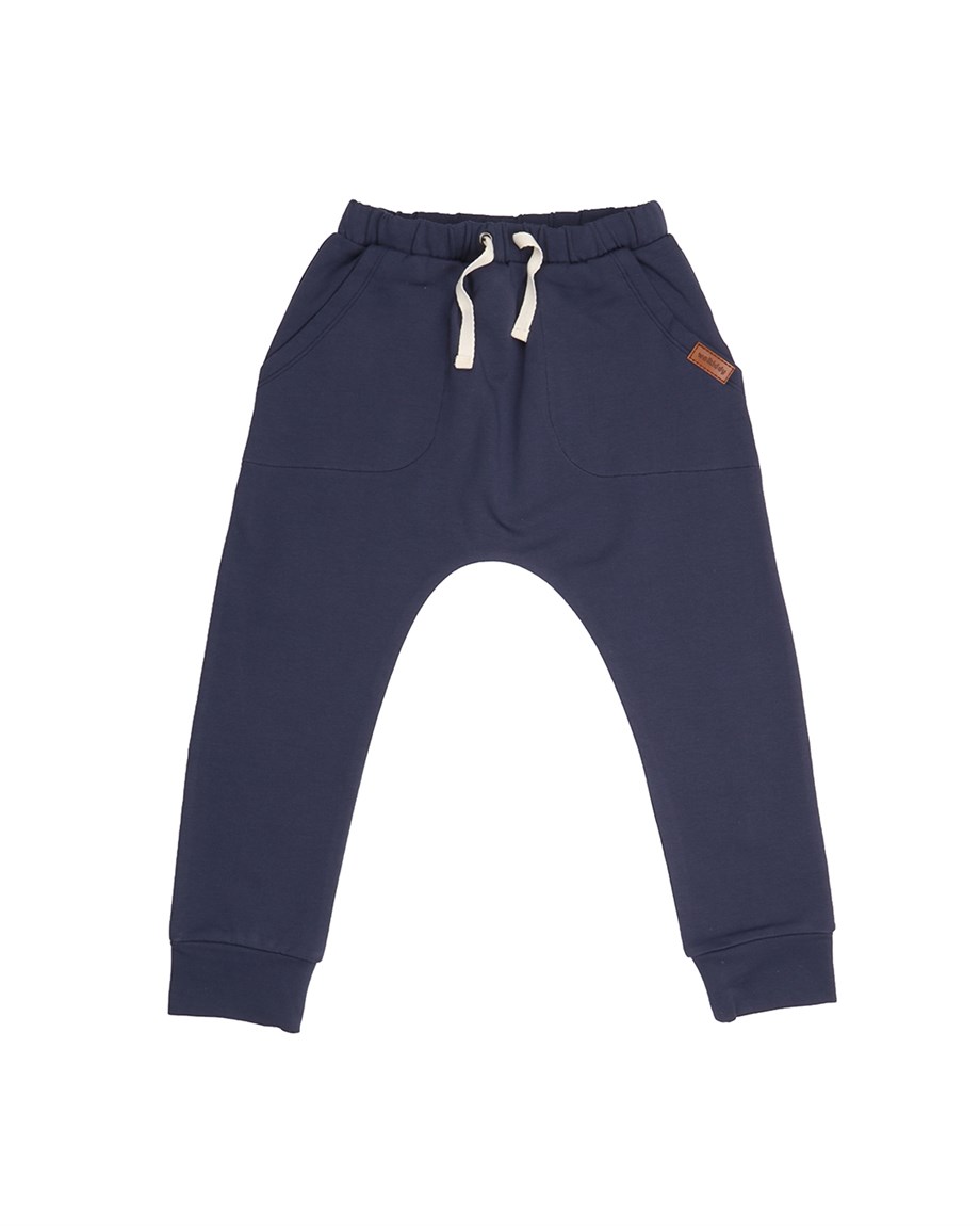 WalkiddyPantolonLacivert Düz Boyalı Organik Bebek Şalvar Pantolon