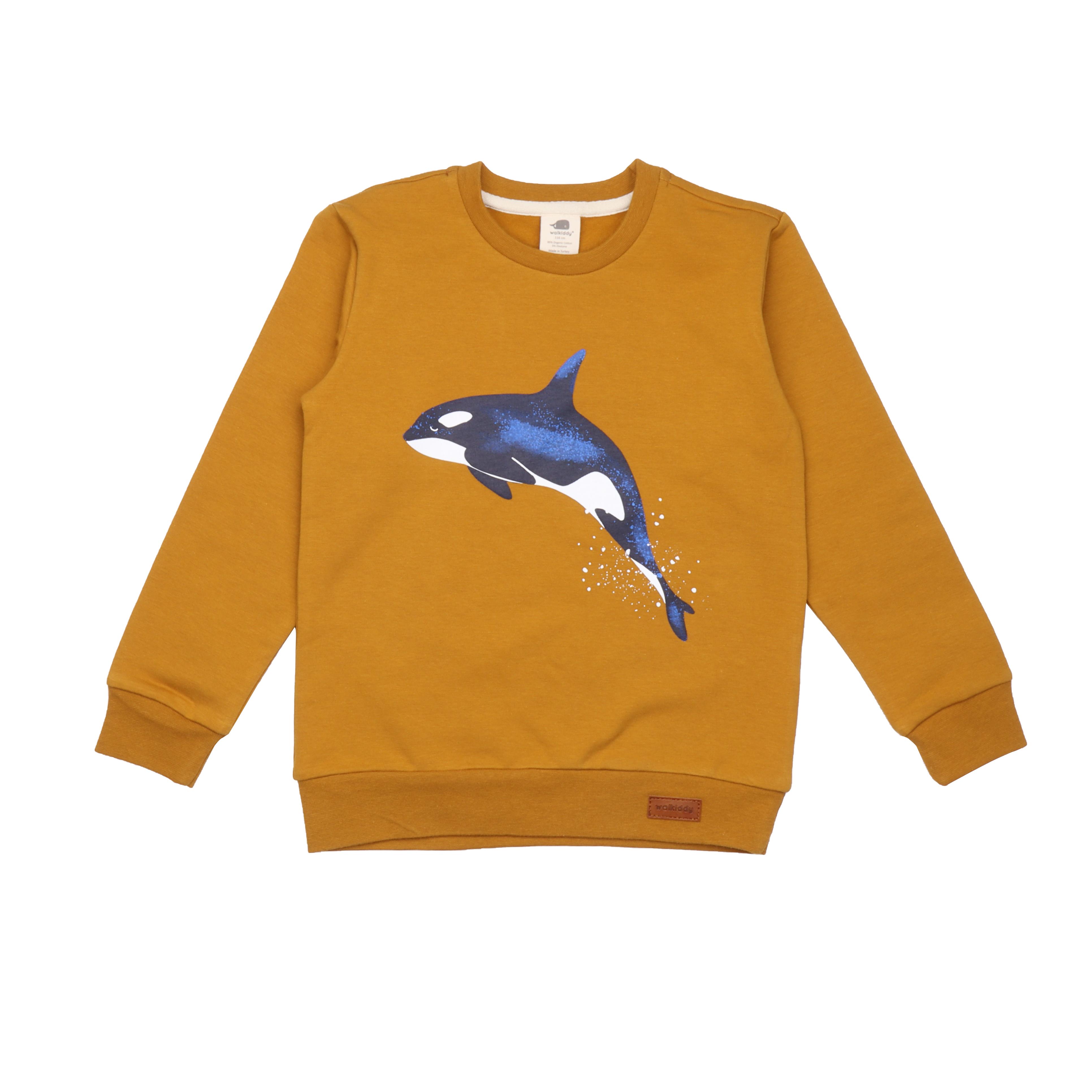 WalkiddySweatshirtHardal Orka Baskılı Organik Bebek Sweatshirt