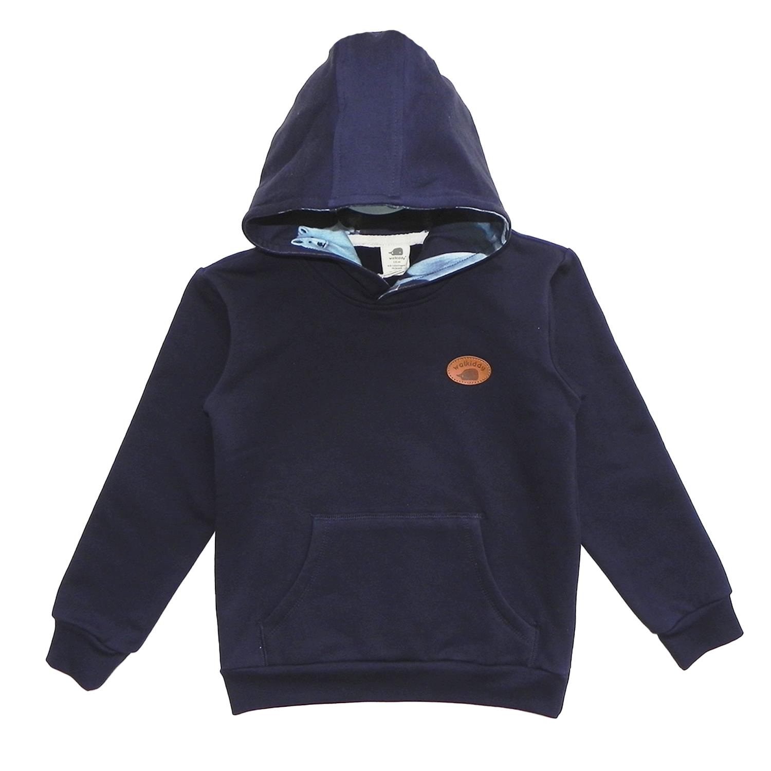 WalkiddySweatshirtKapüşon İçi Kurt Desenli Organik Çocuk Hoodie