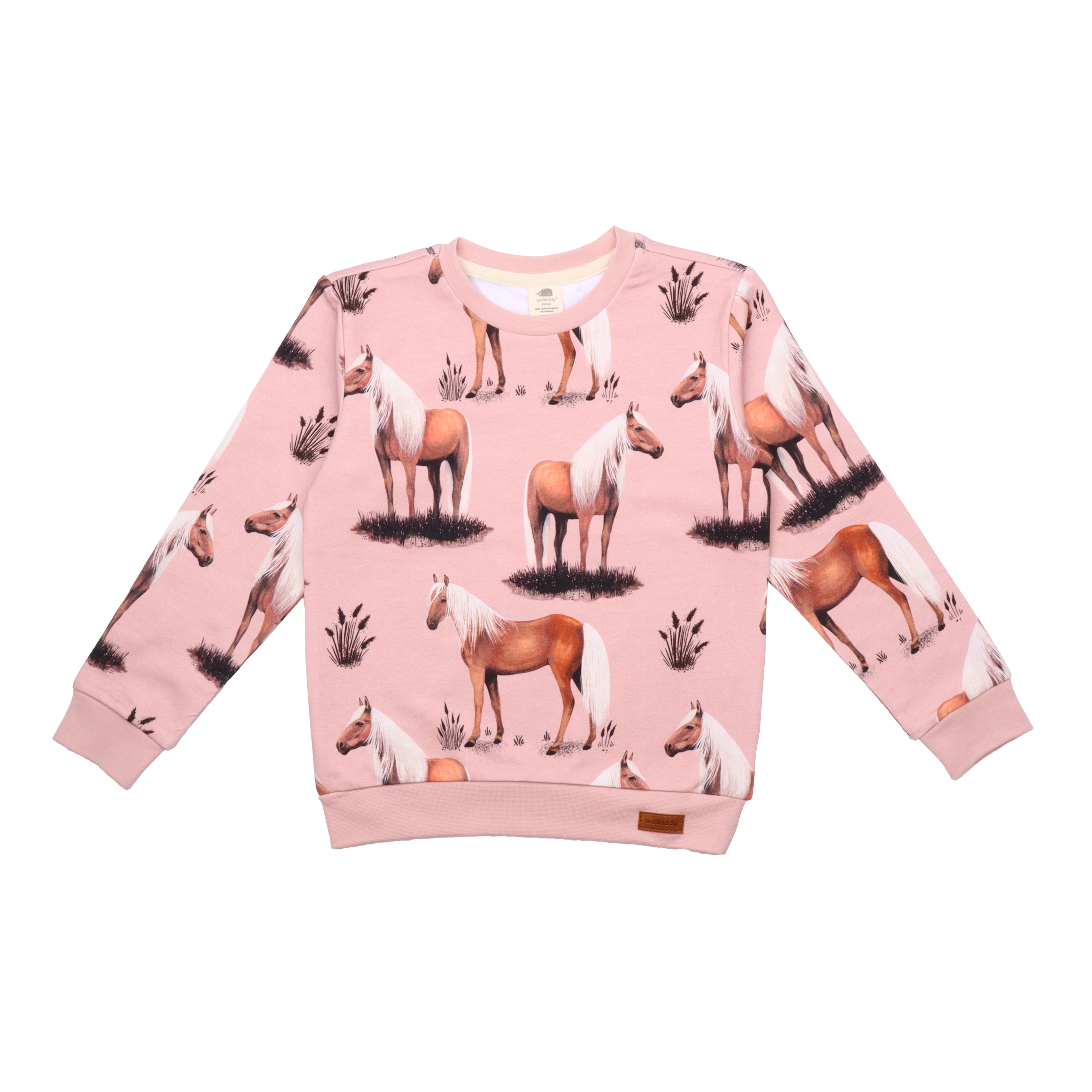 WalkiddySweatshirtPembe At Desenli Organik Bebek Sweatshirt