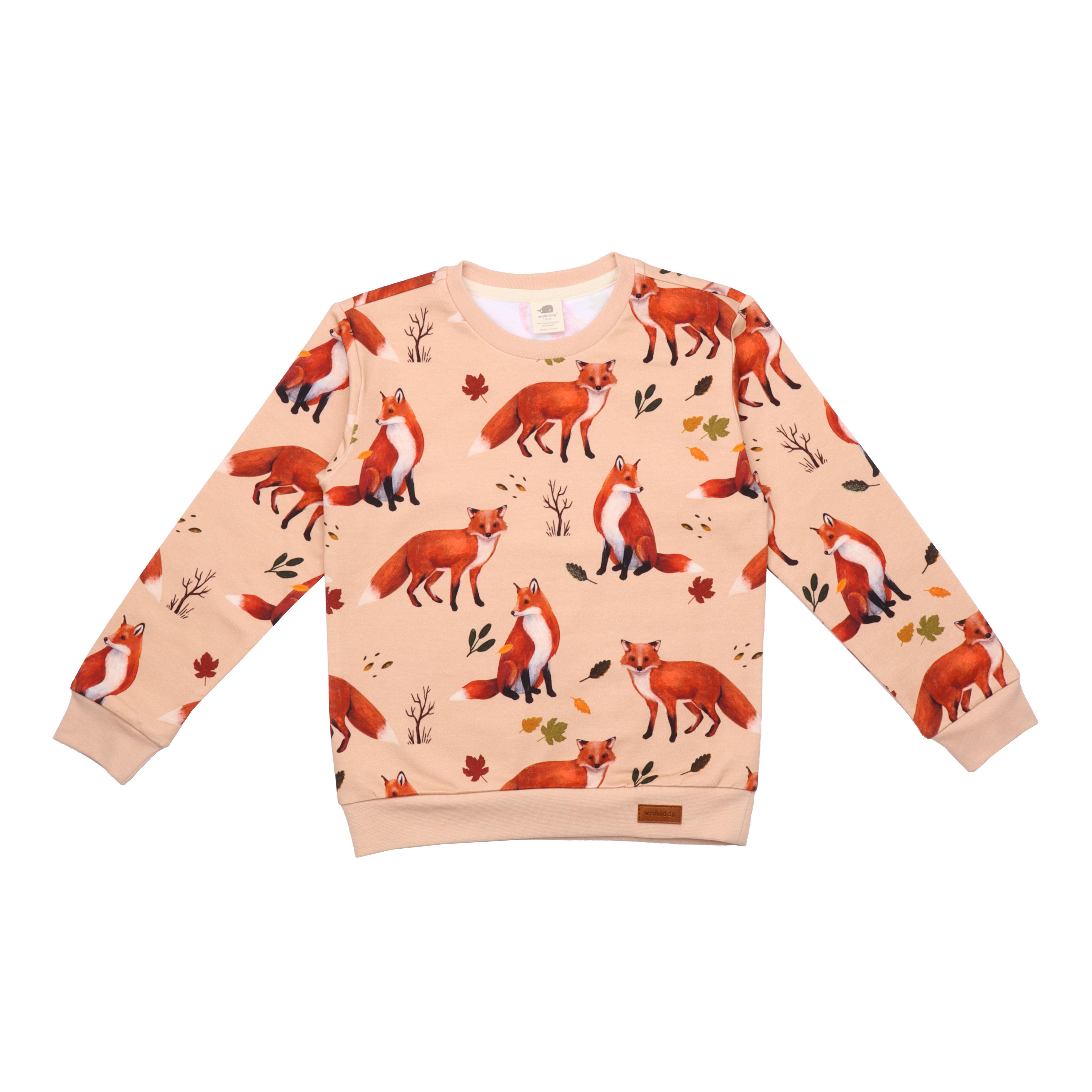 WalkiddySweatshirtTilki Desenli Organik Çocuk Sweatshirt