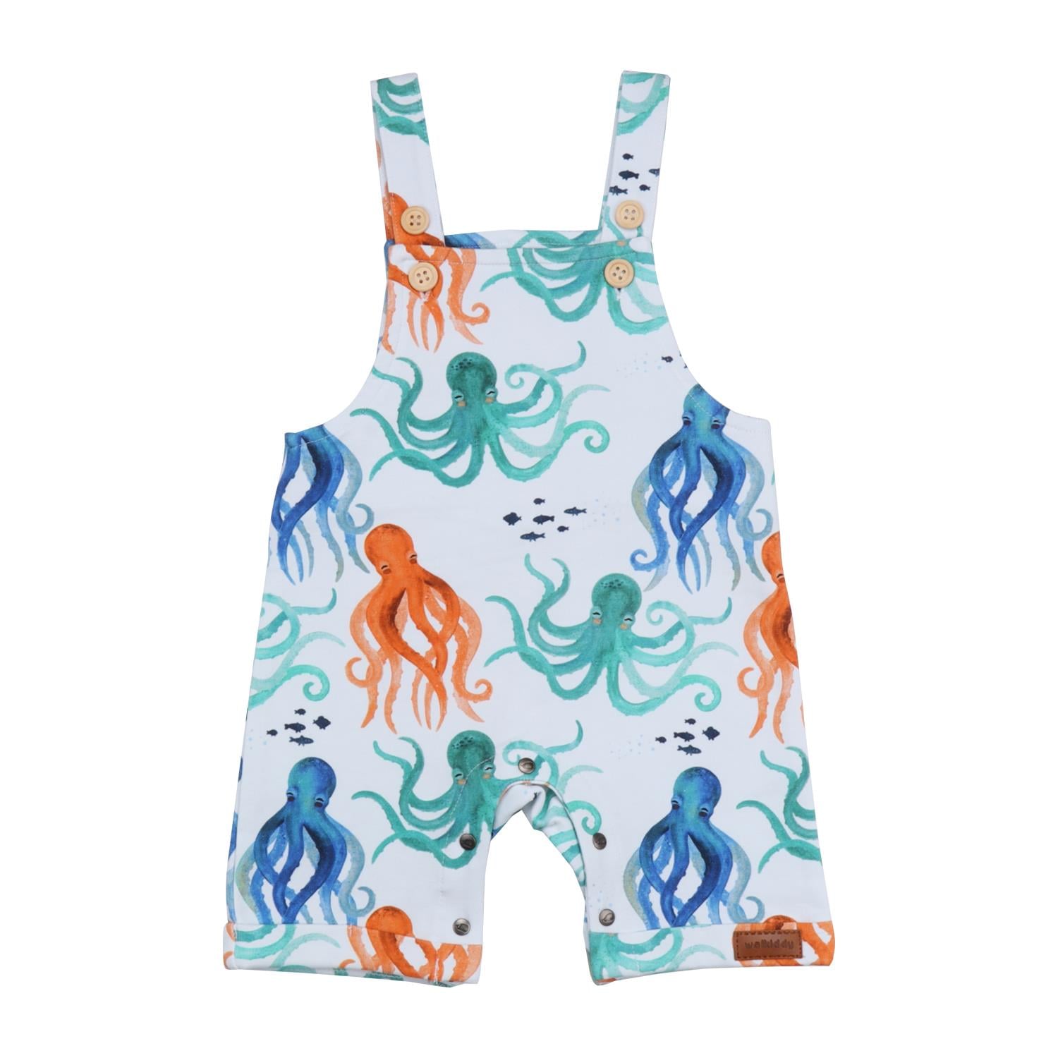 WalkiddyTulumAhtapot Desenli Organik Bebek Romper