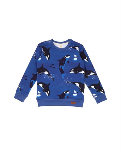 WalkiddySweatshirtOrka Balina Desenli Dijital Baskılı Organik Çocuk Sweatshirt