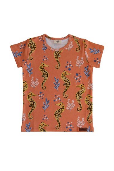 WalkiddyT-ShirtDeniz Atı Desenli Organik Tshirt