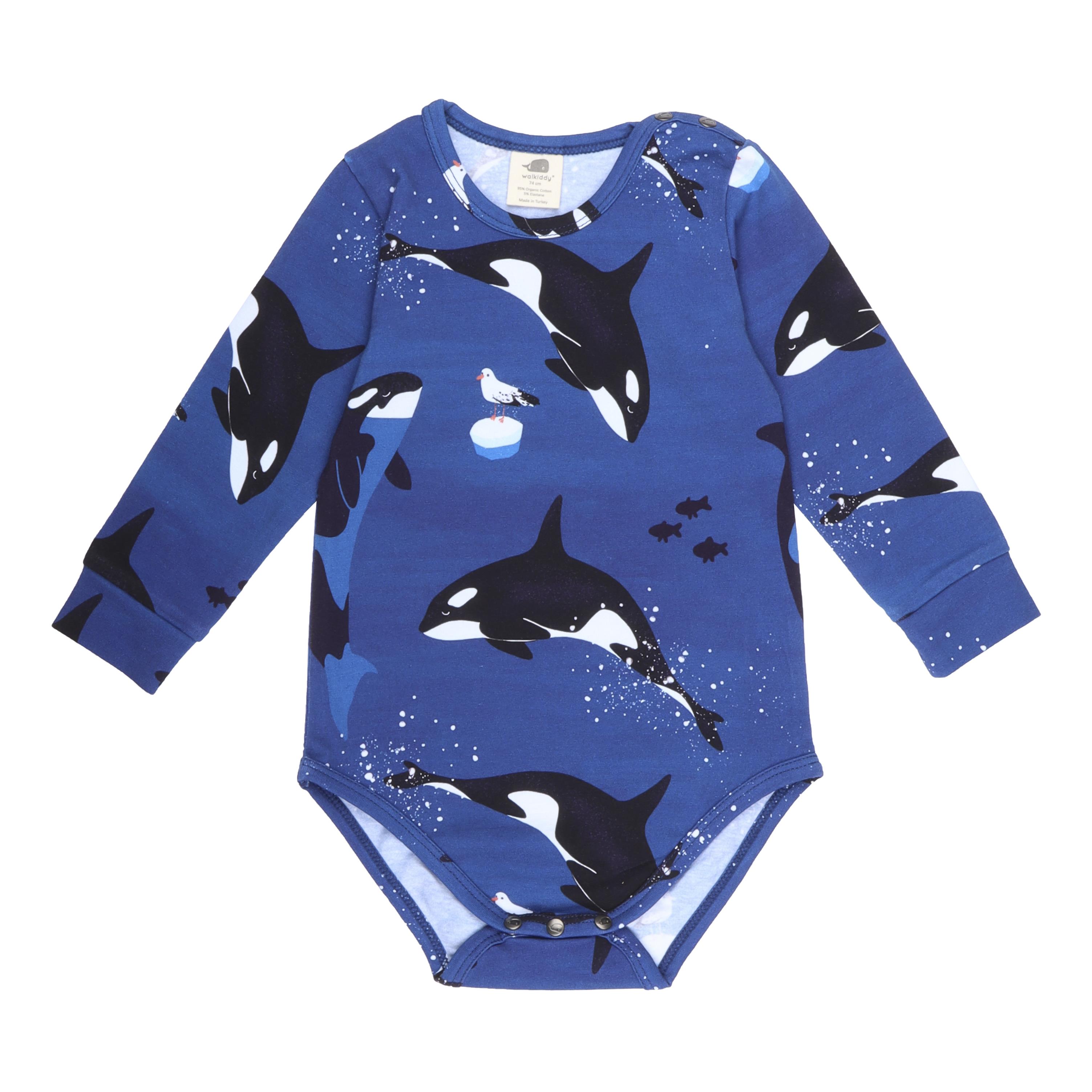 WalkiddyBodyOrka Desenli Organik Bebek Body