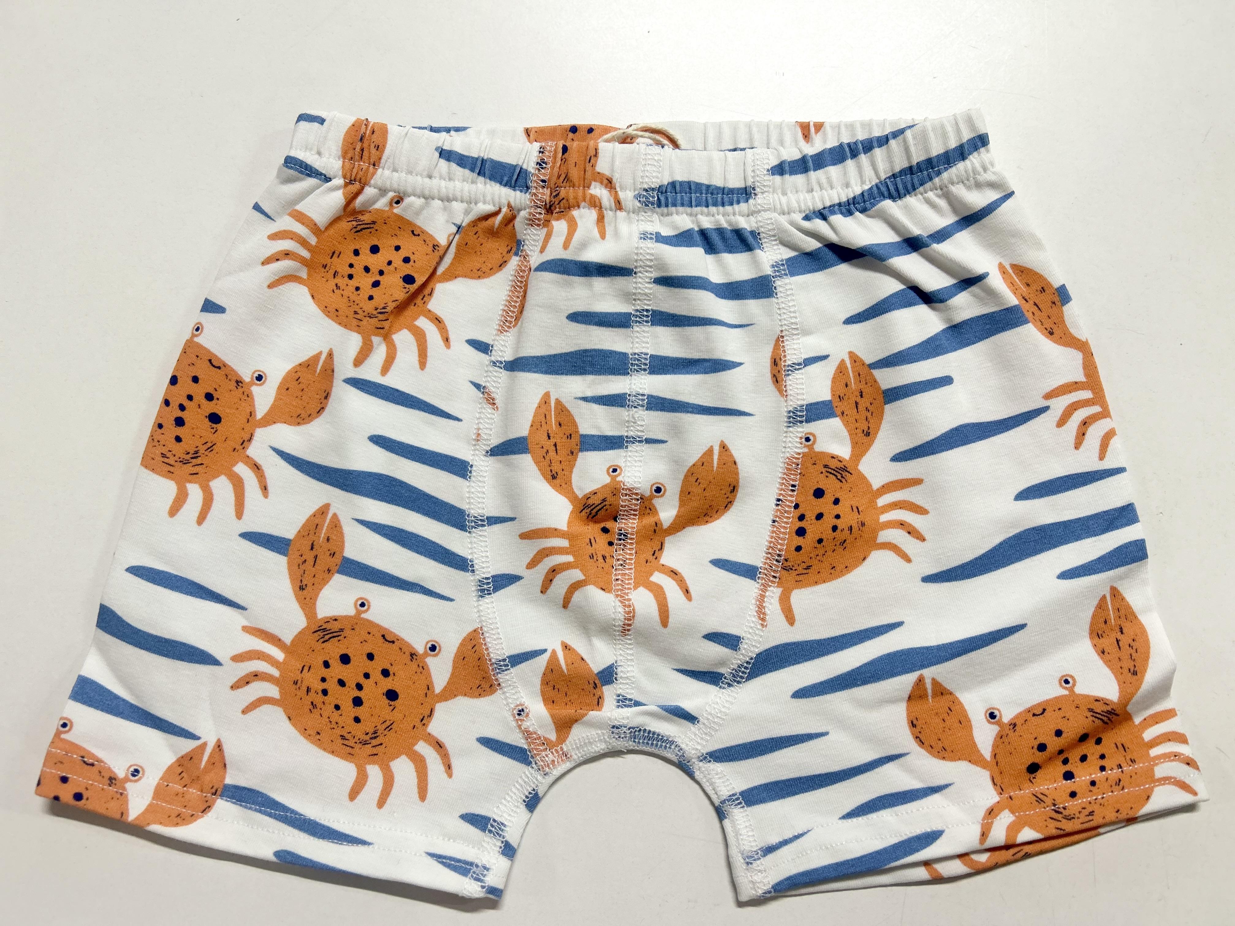WalkiddyBoxerYengeç Desenli Organik Çocuk Boxer