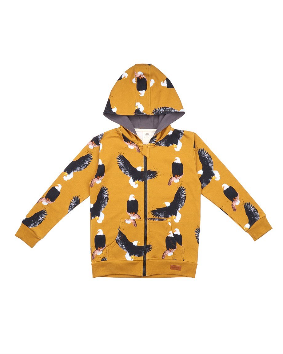 WalkiddyCeketKartal Desenli Dijital Baskılı Organik Bebek Sweat Ceket