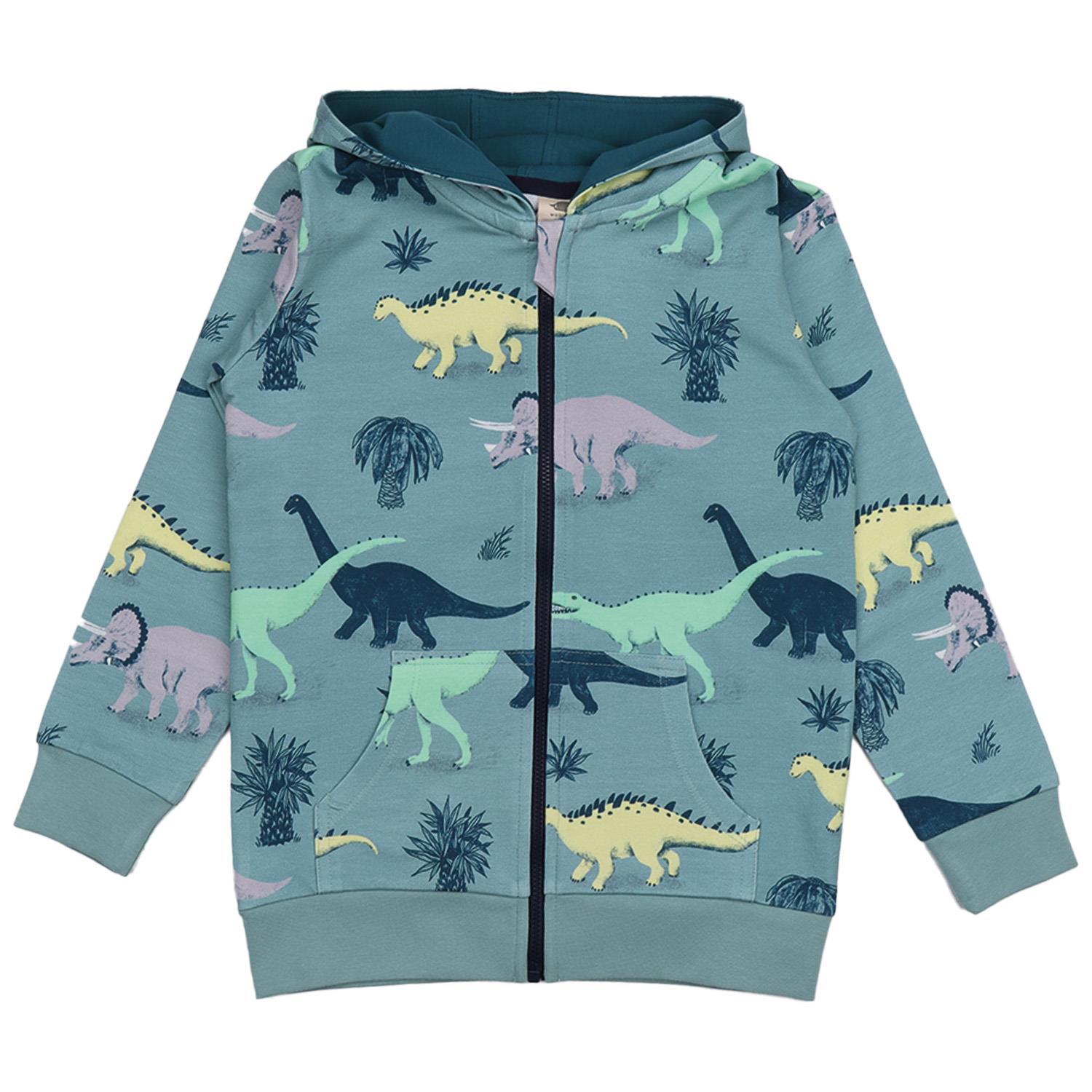 WalkiddyCeketKoşan Dinozor Desenli Organik Bebek Sweat Ceket