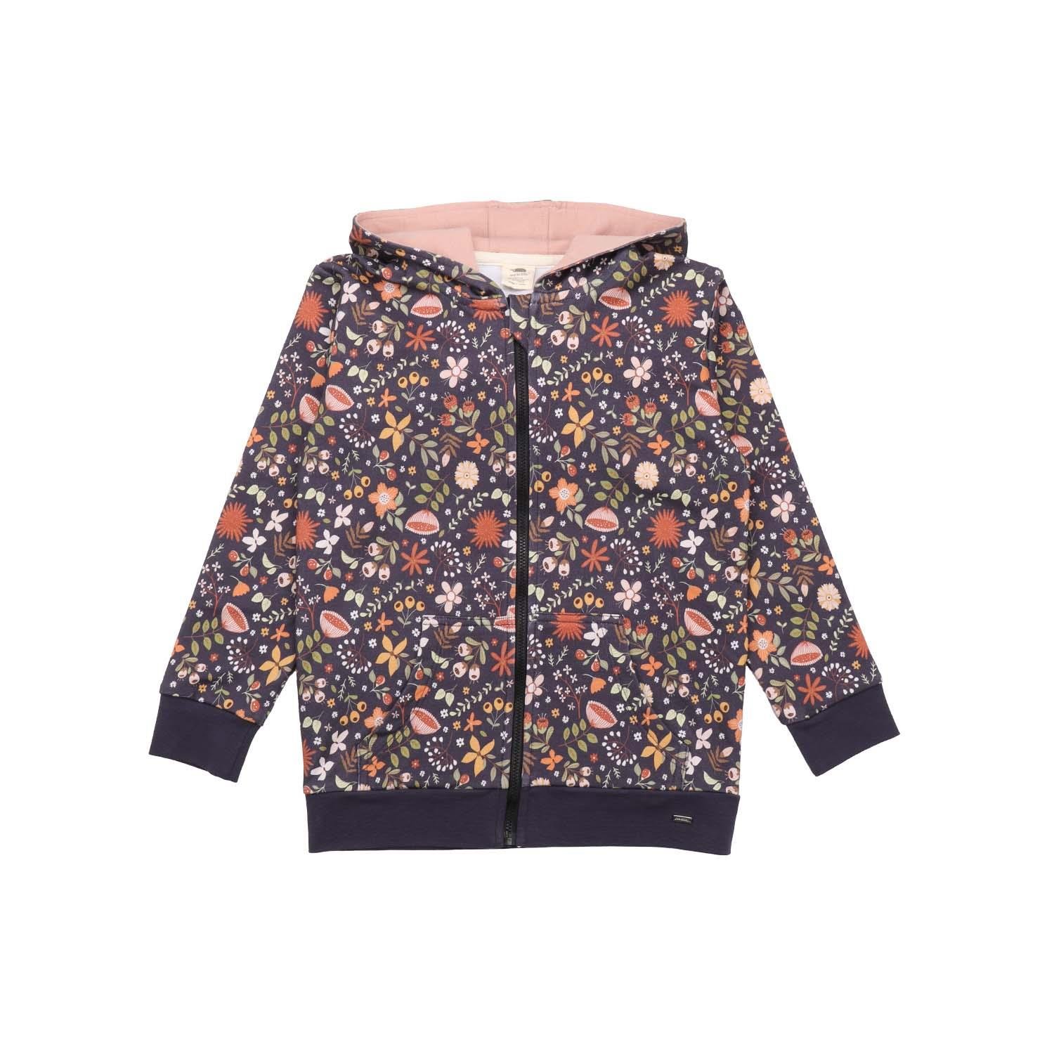 WalkiddyCeketSonbahar Çiçekleri Desenli Organik Çocuk Sweat Ceket