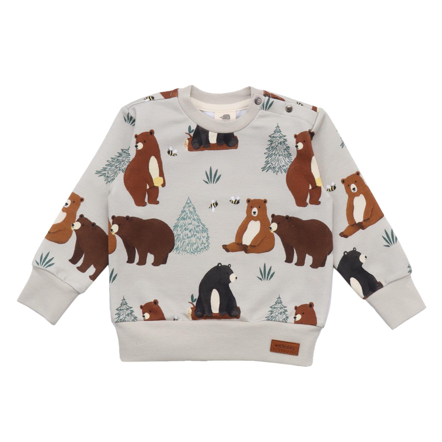 WalkiddySweatshirtBebek Ayı Desenli Organik Bebek Sweatshirt