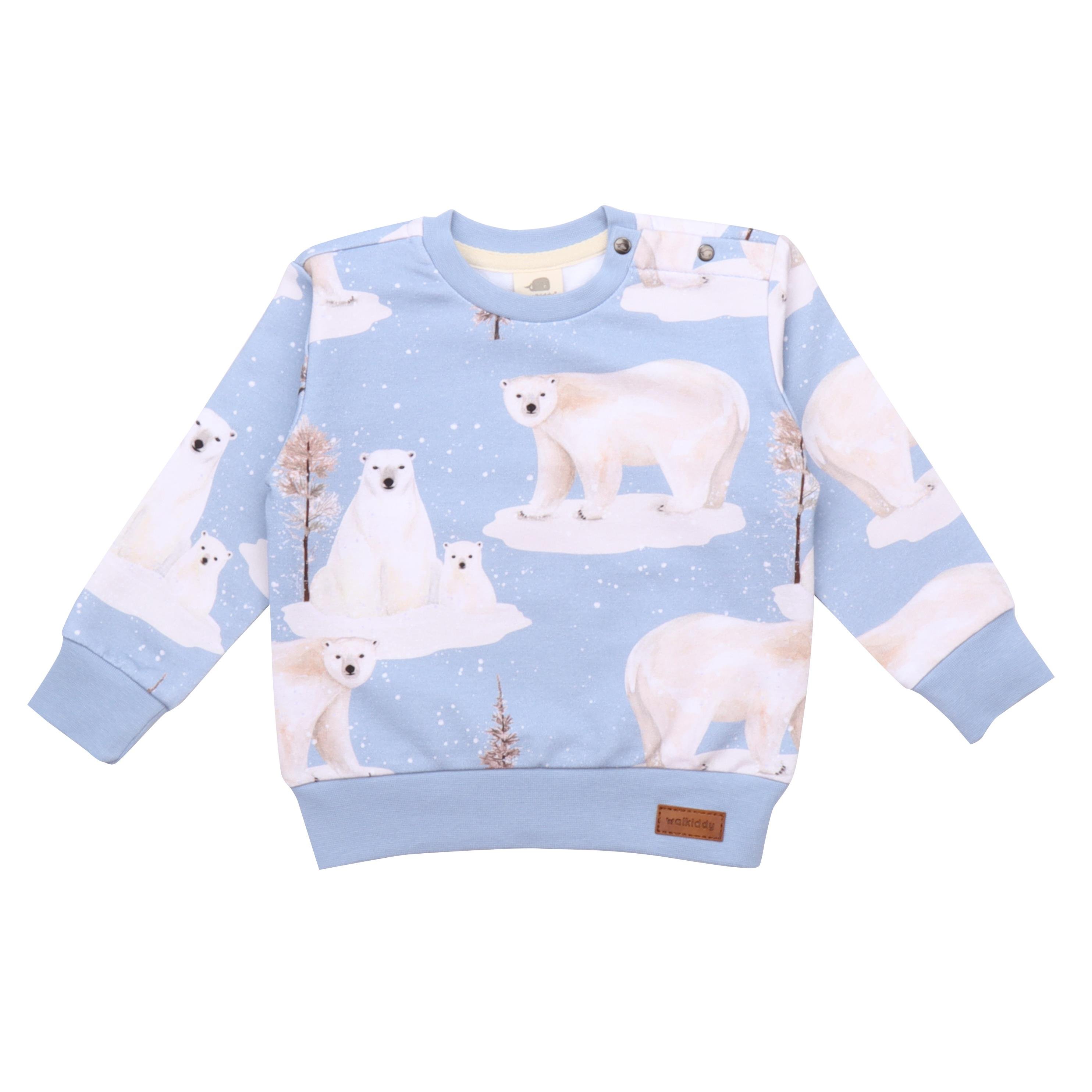 WalkiddySweatshirtKutup Ayısı Desenli Organik Bebek Sweatshirt