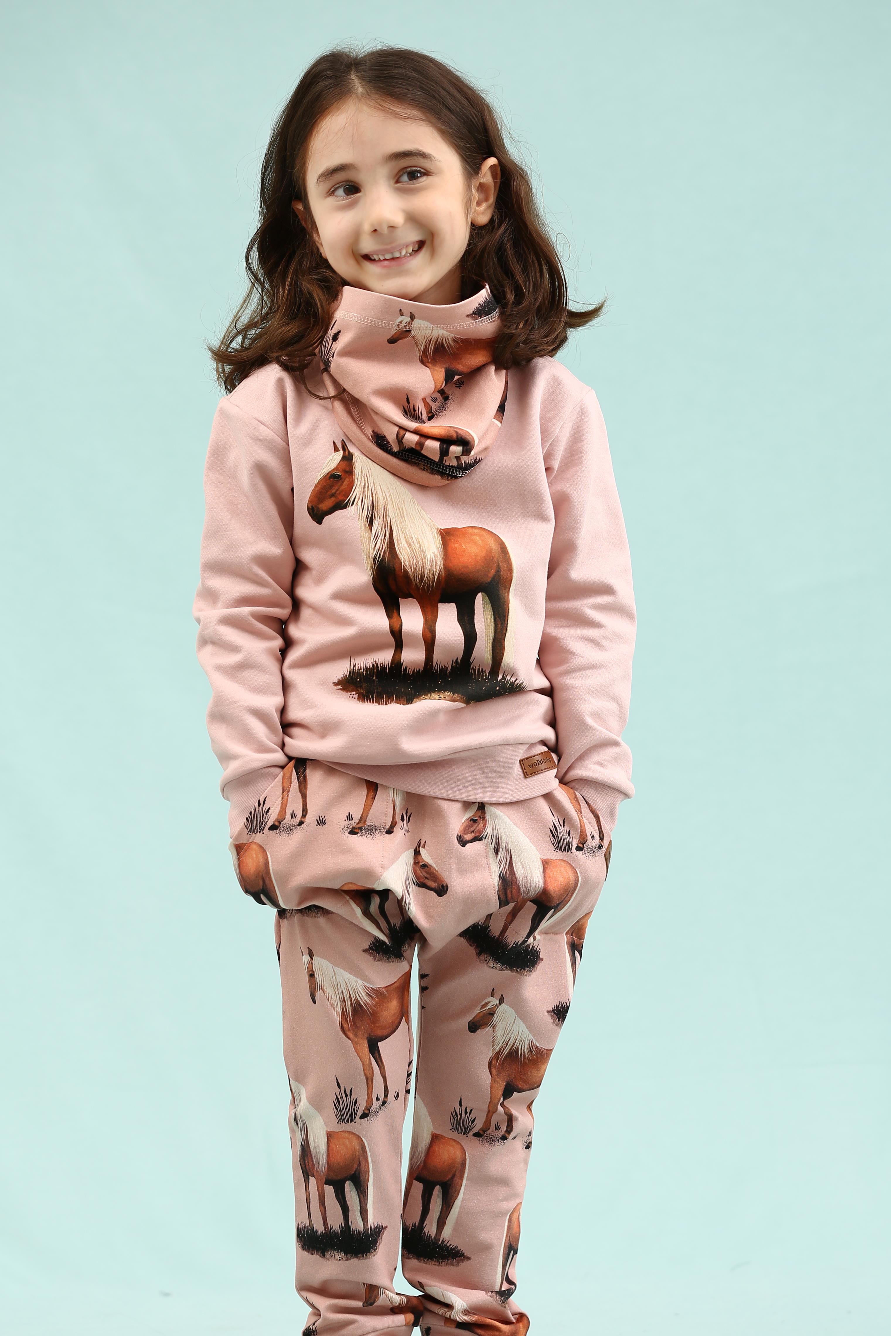 WalkiddySweatshirtPembe At Baskılı Organik Çocuk Sweatshirt