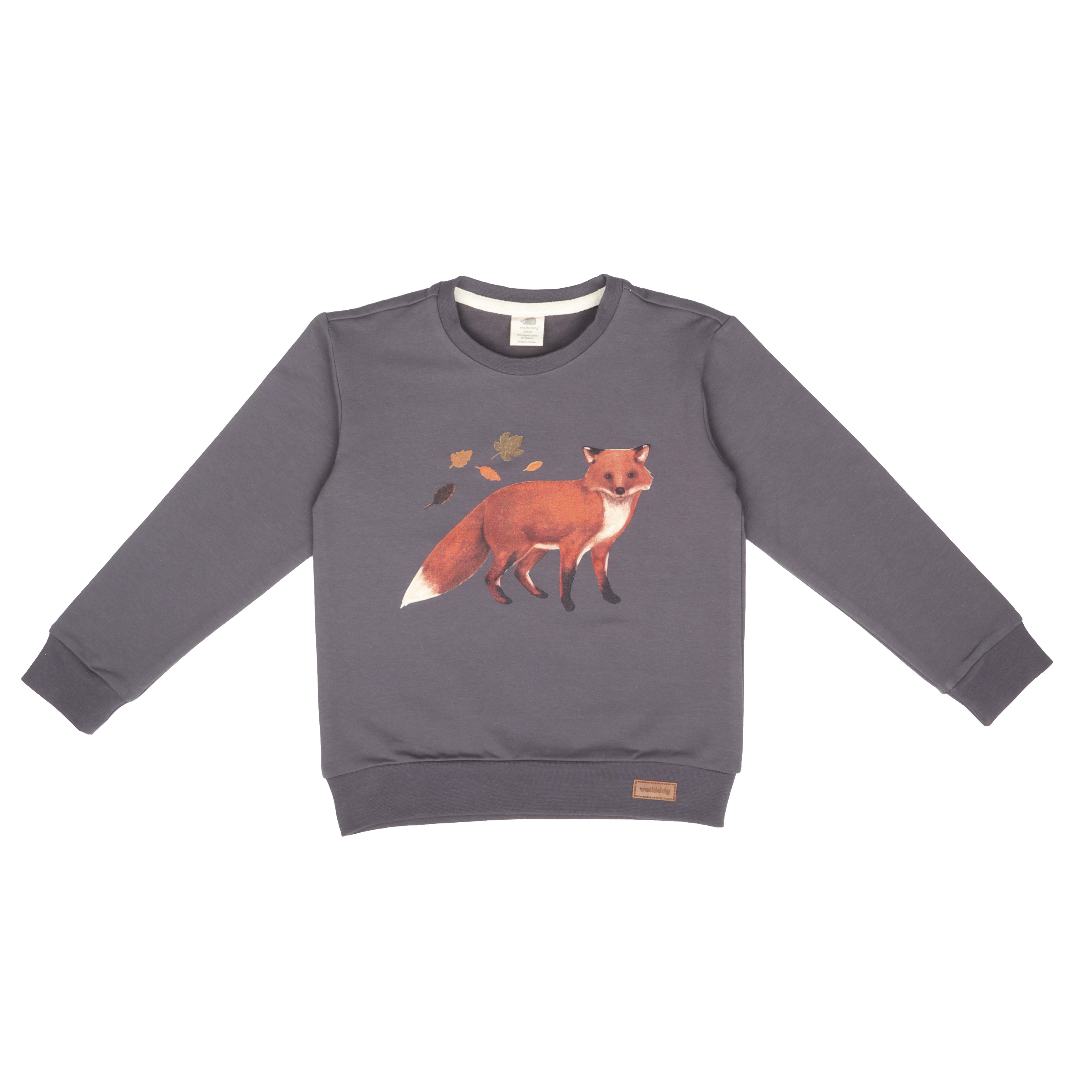 WalkiddySweatshirtTilki Baskılı Organik Bebek Sweatshirt