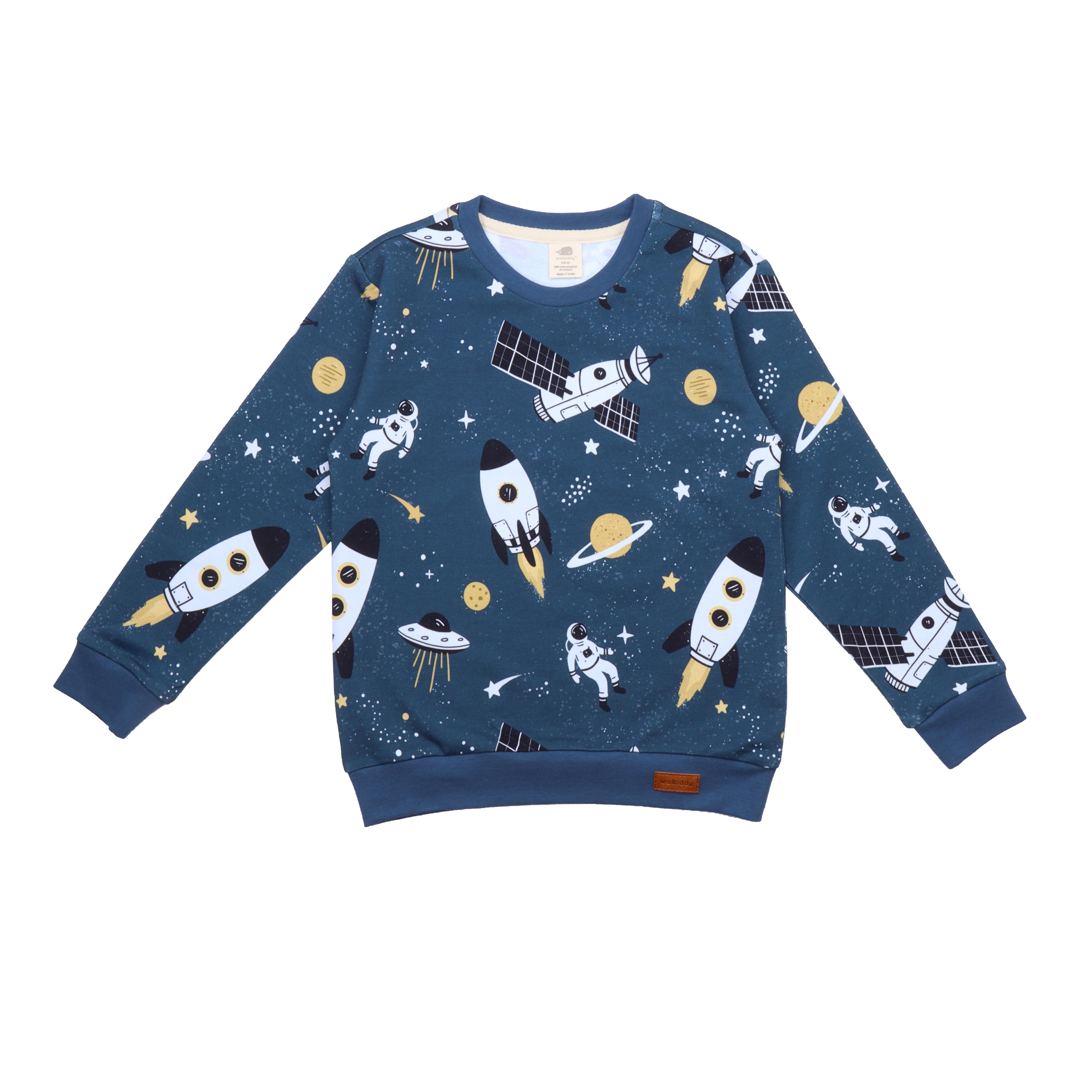 WalkiddySweatshirtUzay Desenli Organik Bebek Sweatshirt