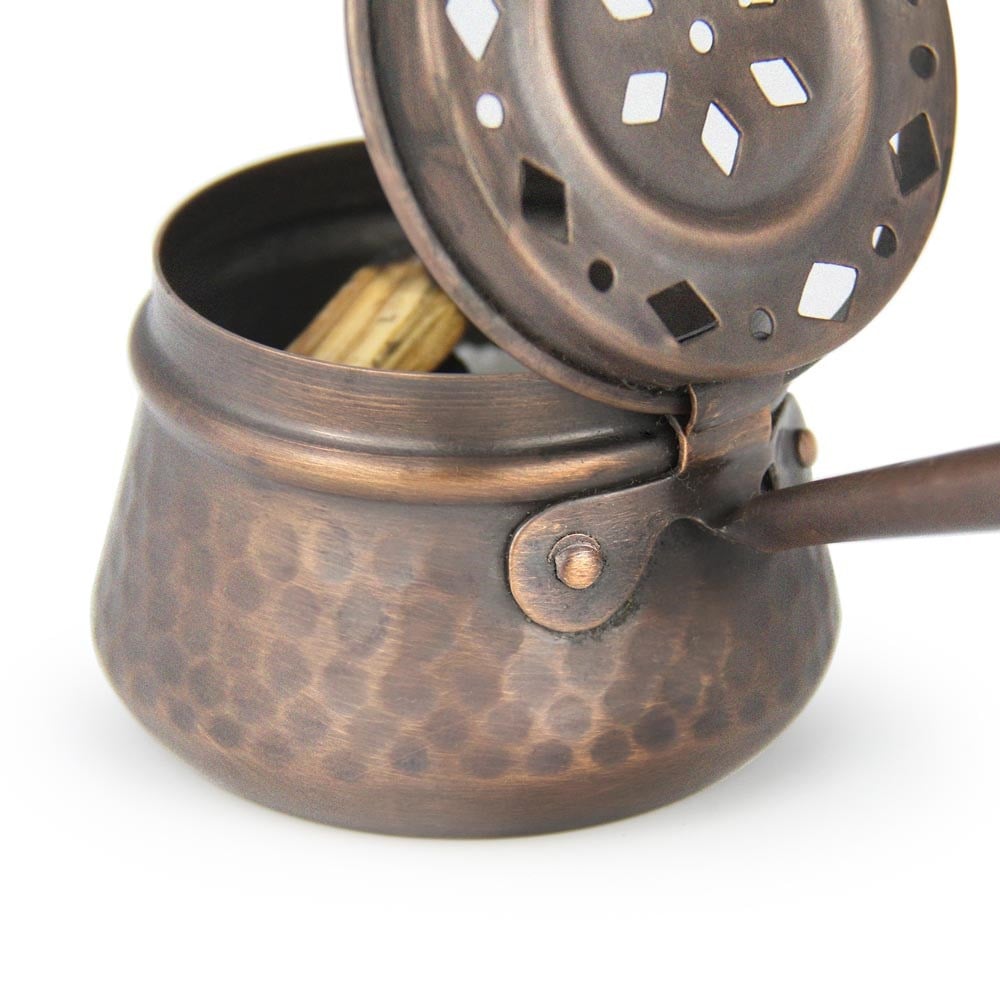 Coho Antique Dövme Bakır Tütsü Gezdirme Çanağı