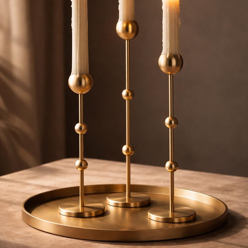 Coho Brazen Society Uzun Prinç Şamdan 3 lü Set - 20&28&35 cm