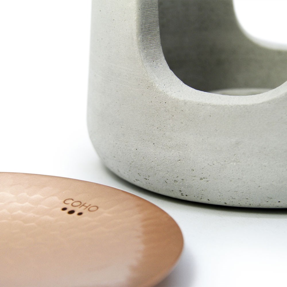 Coho Concre Matte Dövme Bakır Kaseli Boz Aromaterapi Buhurdanlık