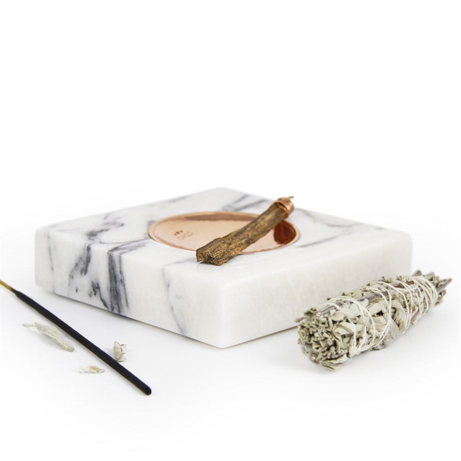 Coho Crystal Carre Bakır Kaseli Mermer Tütsü Tabağı