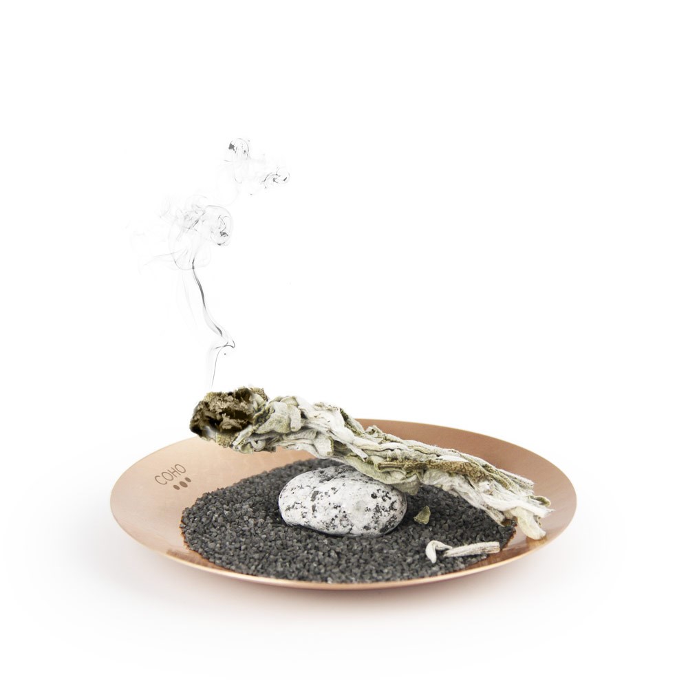 Coho Matte Namaste Dövme Bakır Mini Tütsü Tabağı 